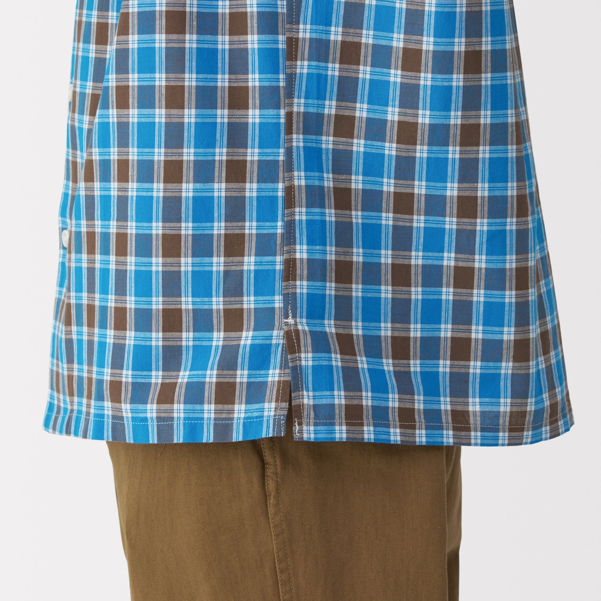 Men's Madras Check Open Collar Shirt