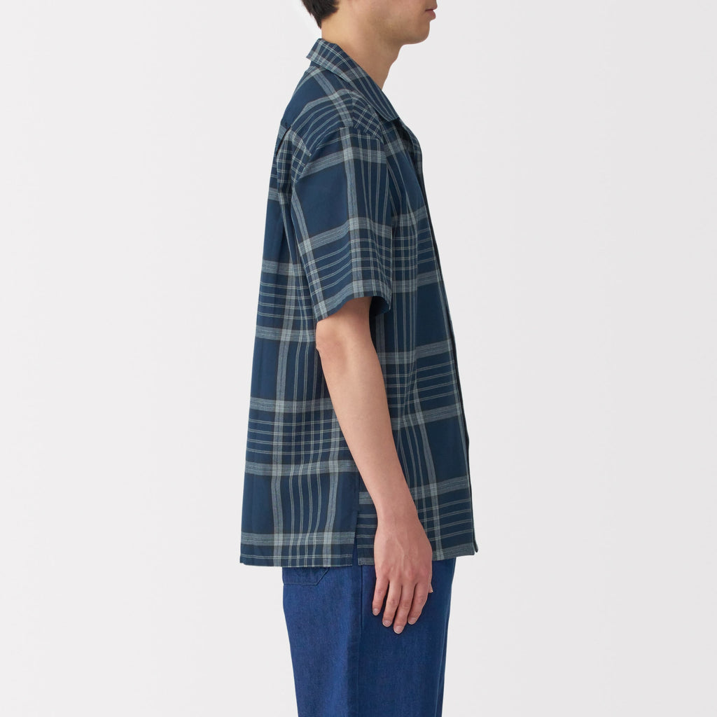 Men's Madras Check Open Collar Shirt