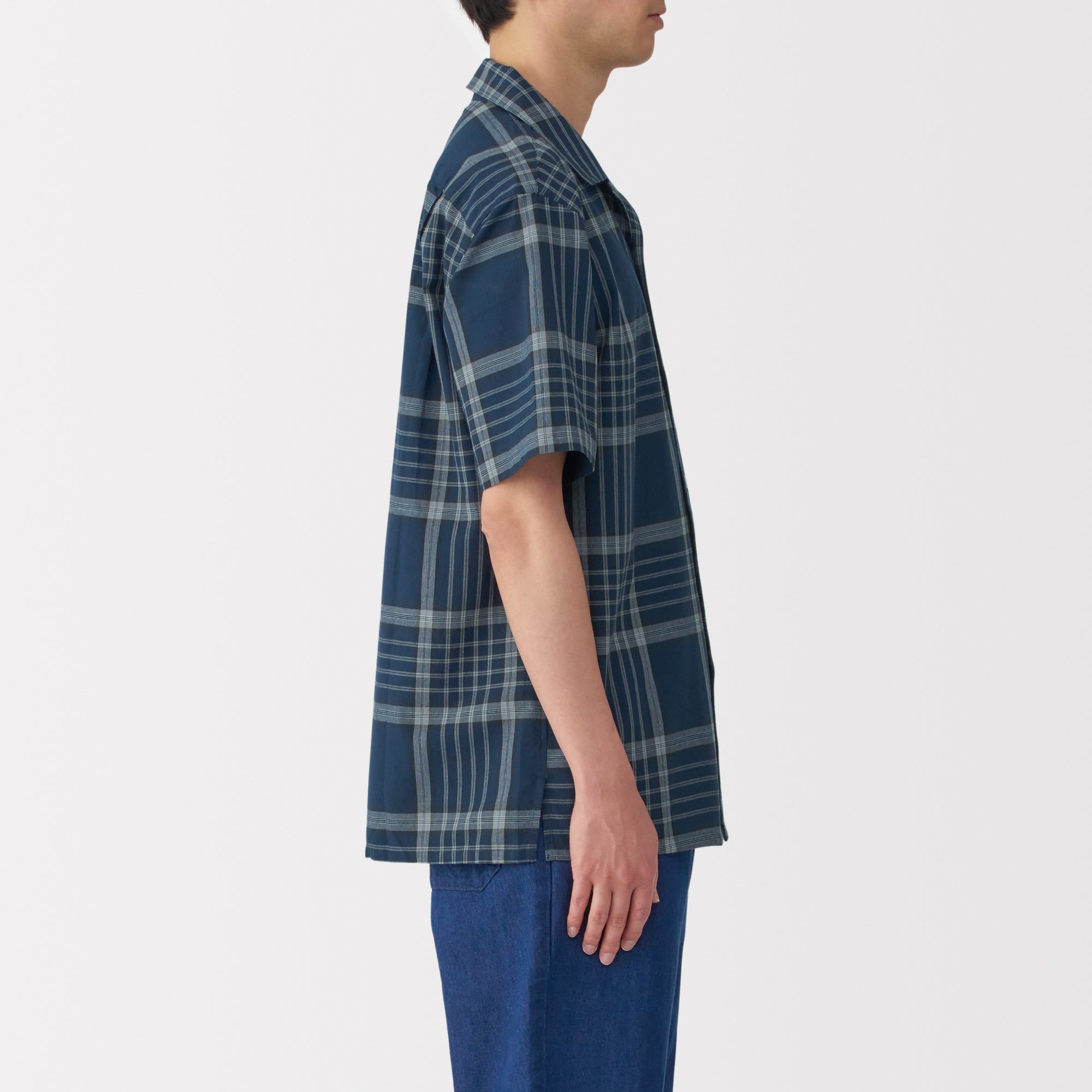 Men's Madras Check Open Collar Shirt