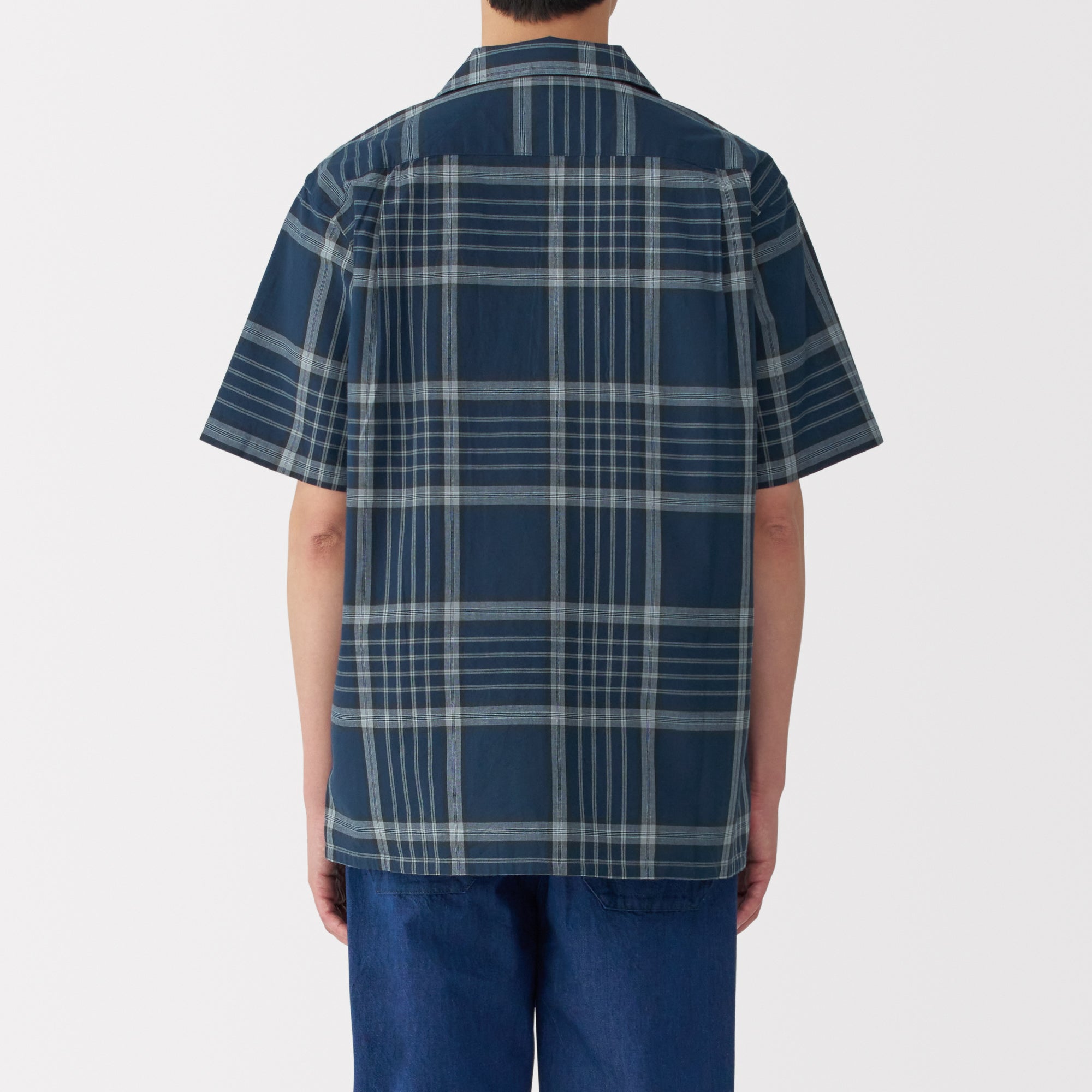 Men's Madras Check Open Collar Shirt
