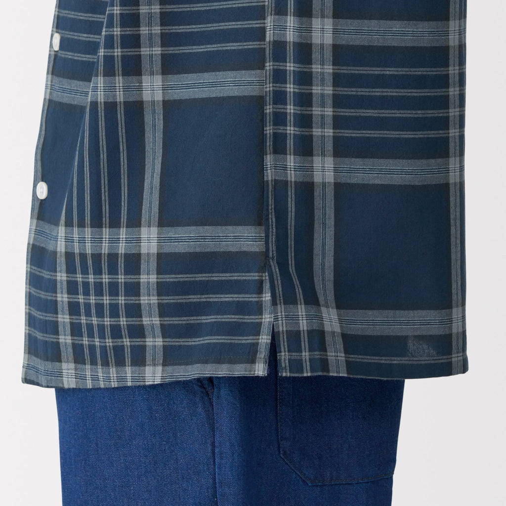 Men's Madras Check Open Collar Shirt