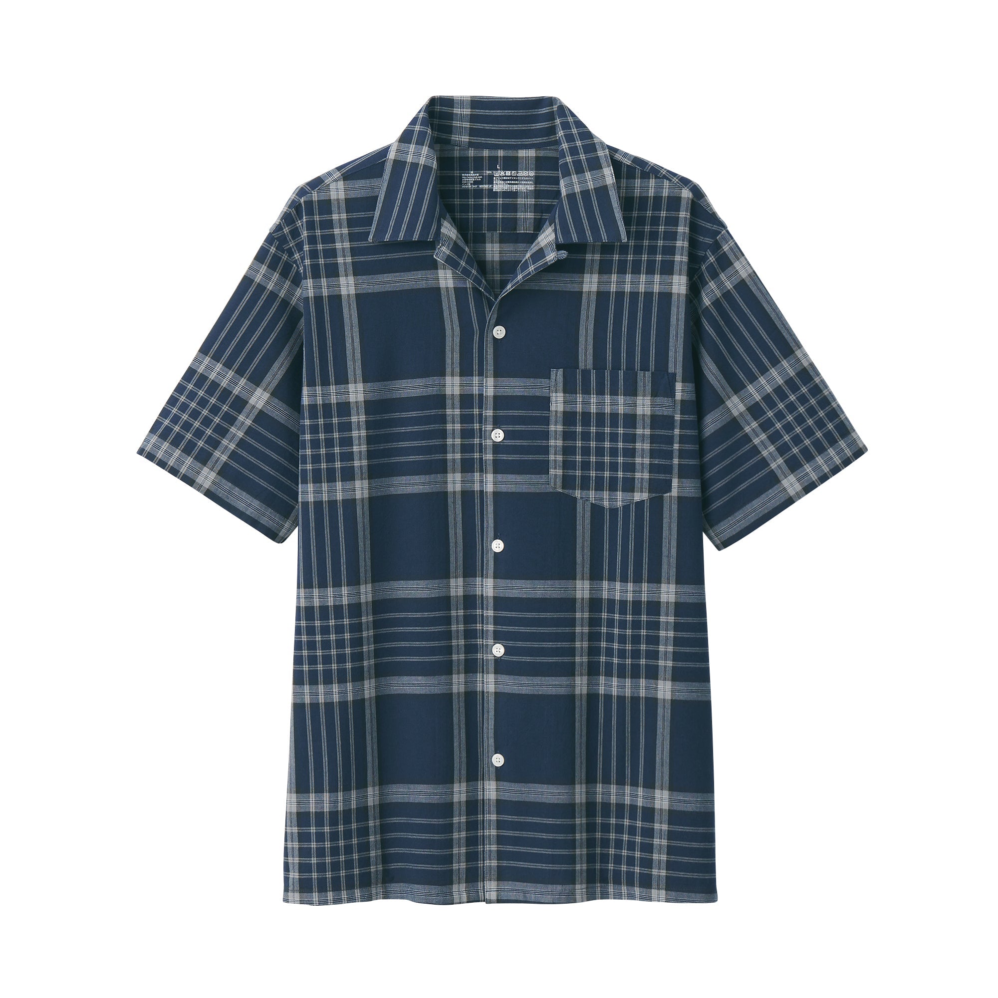 Men's Madras Check Open Collar Shirt