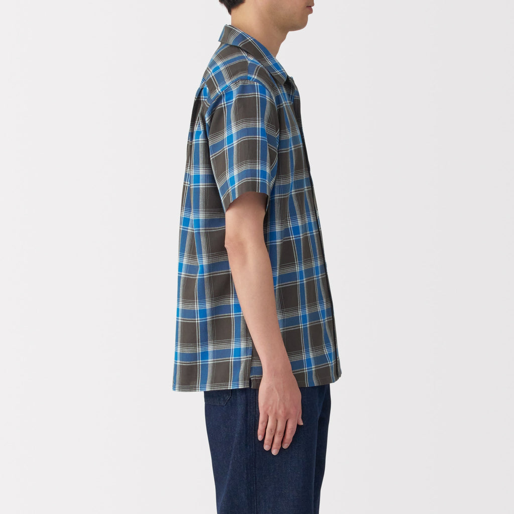 Men's Madras Check Open Collar Shirt