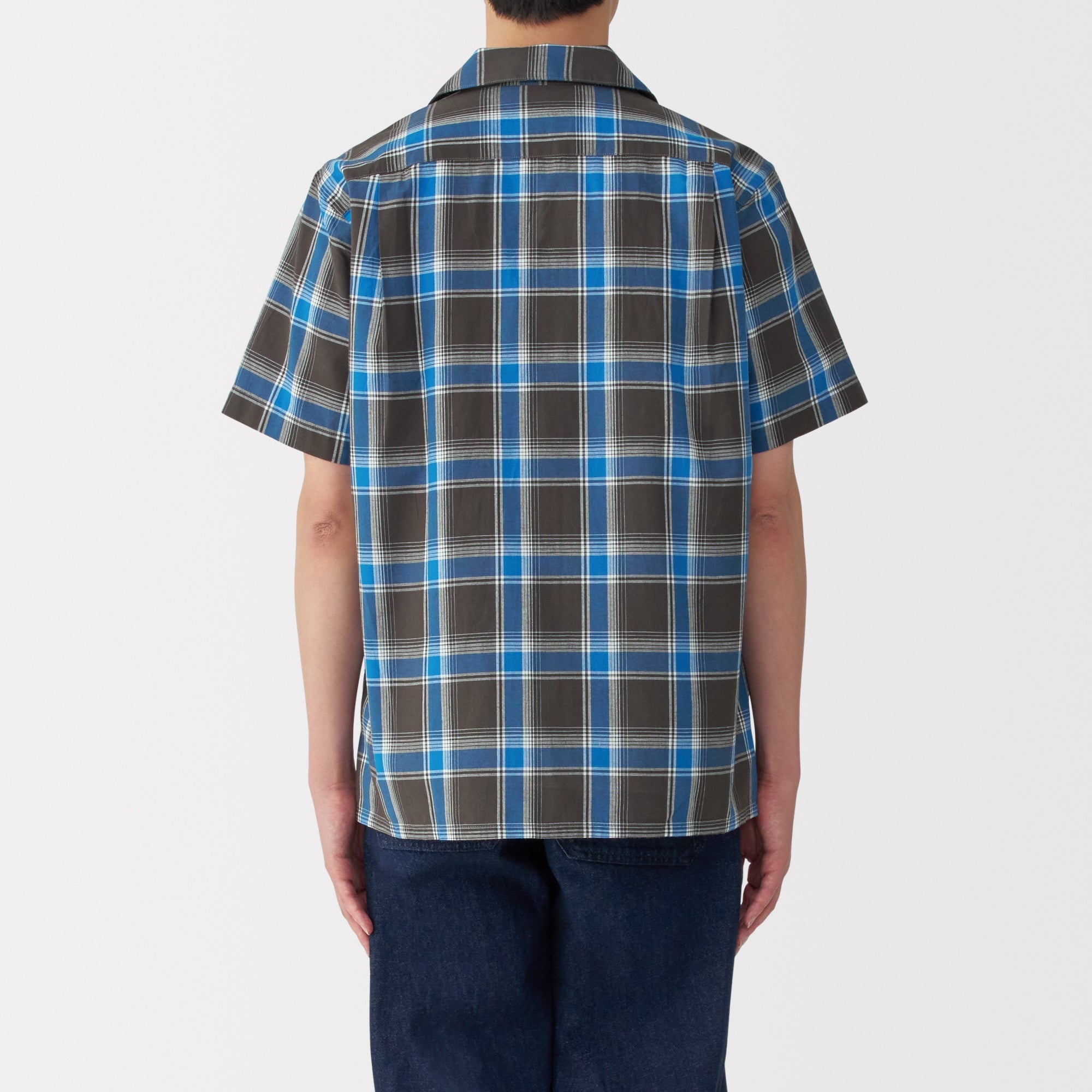 Men's Madras Check Open Collar Shirt
