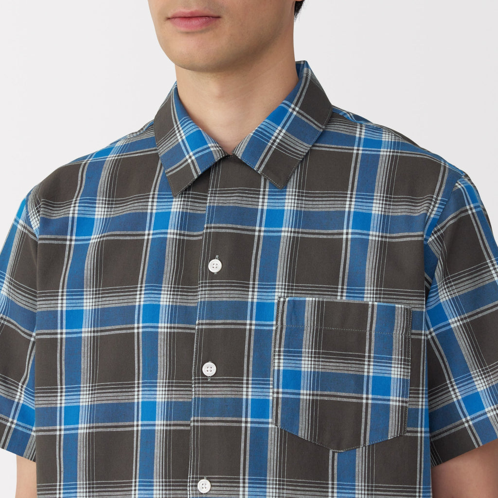 Men's Madras Check Open Collar Shirt