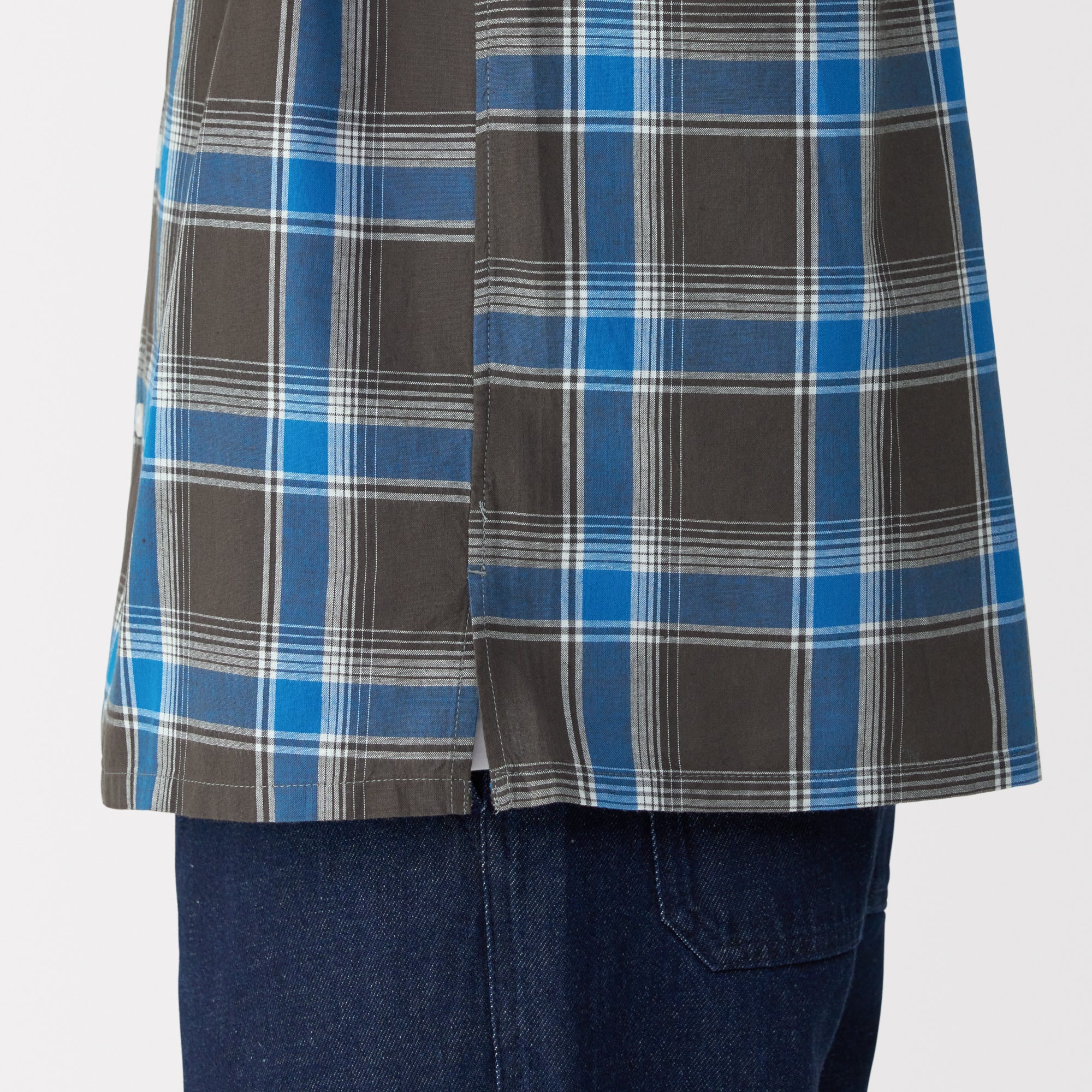 Men's Madras Check Open Collar Shirt