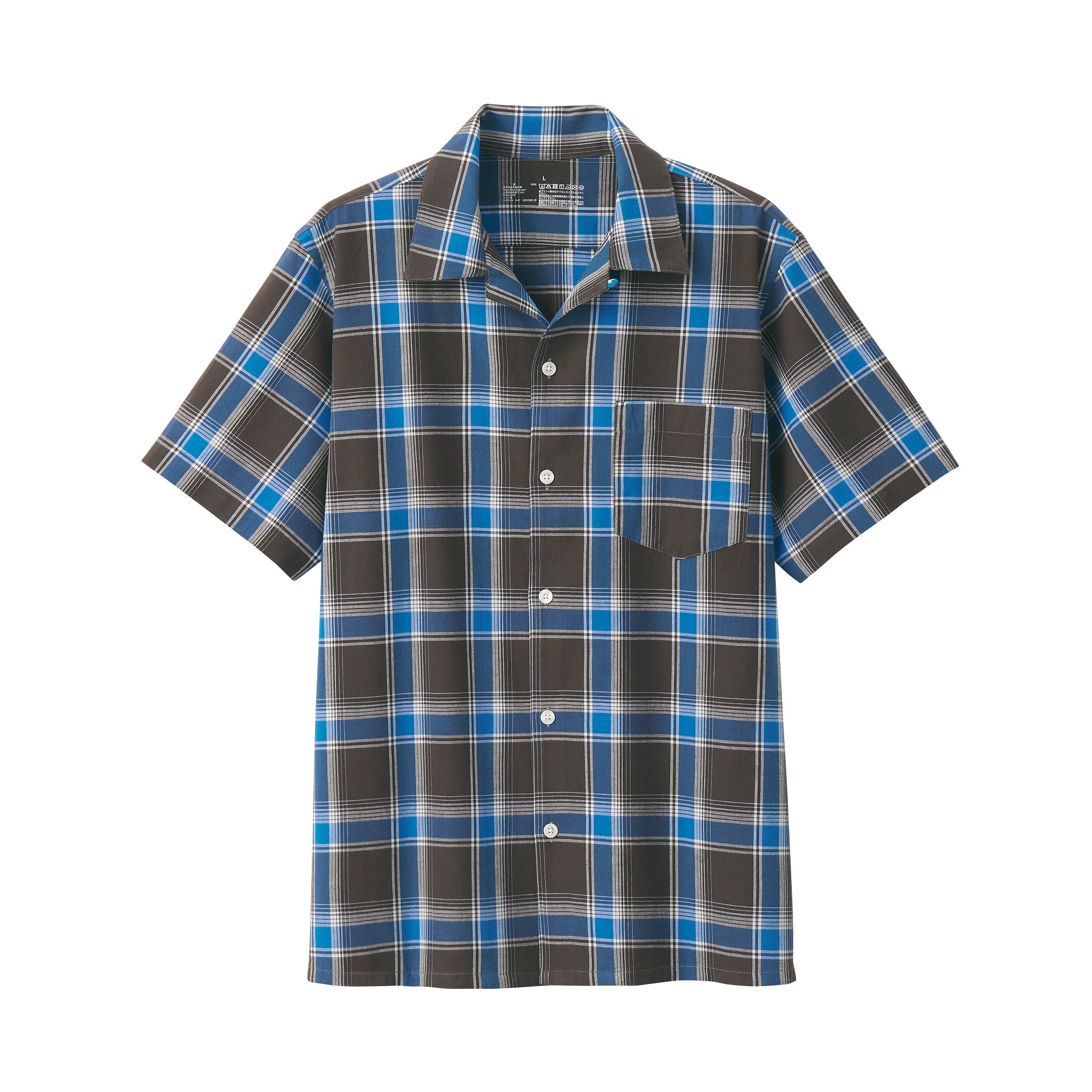 Men's Madras Check Open Collar Shirt