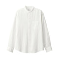 Men's Kapok Blend Double Gauze Stand Collar Long Sleeve Striped Shirt