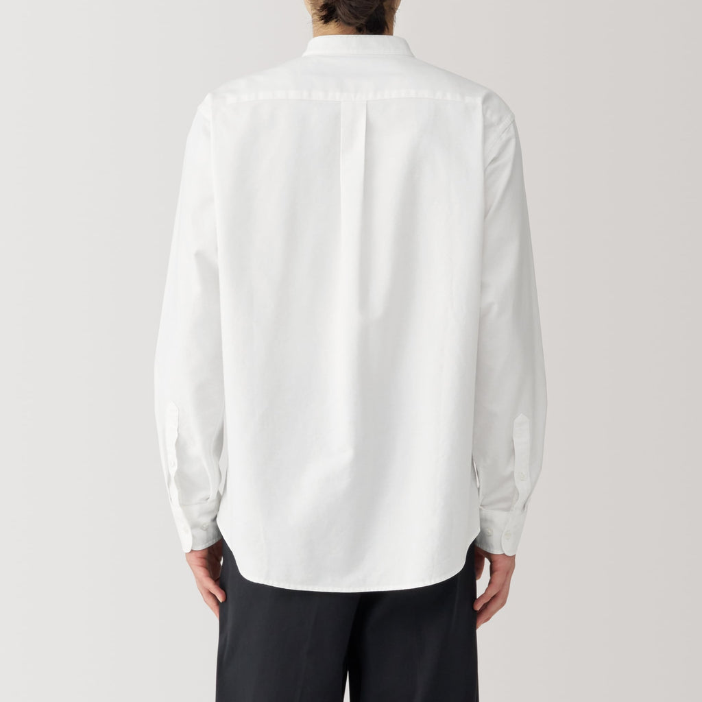 Men's Washed Oxford Stand Collar Long Sleeve Shirt