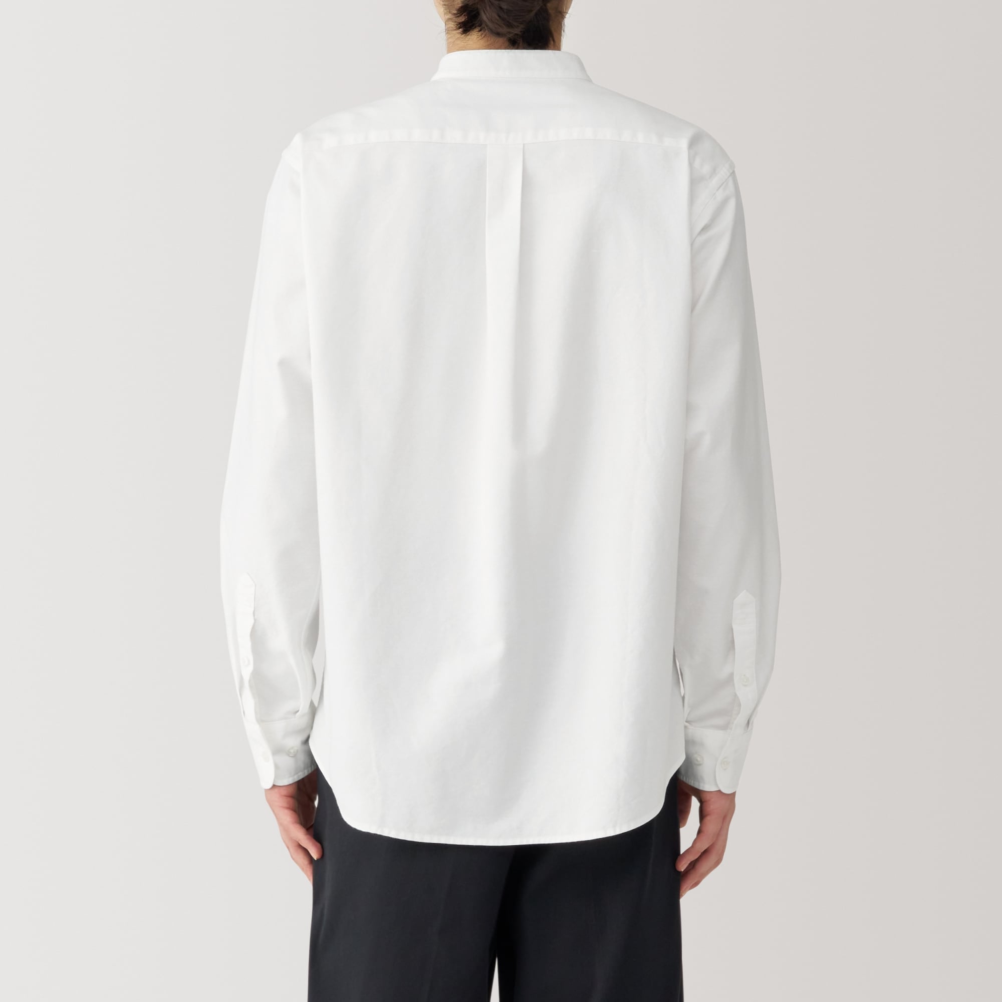 Men's Washed Oxford Stand Collar Long Sleeve Shirt