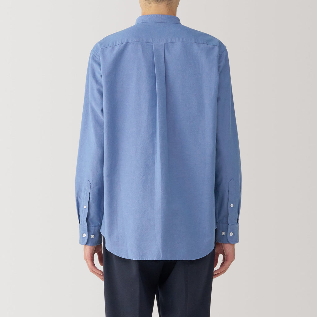 Men's Washed Oxford Stand Collar Long Sleeve Shirt