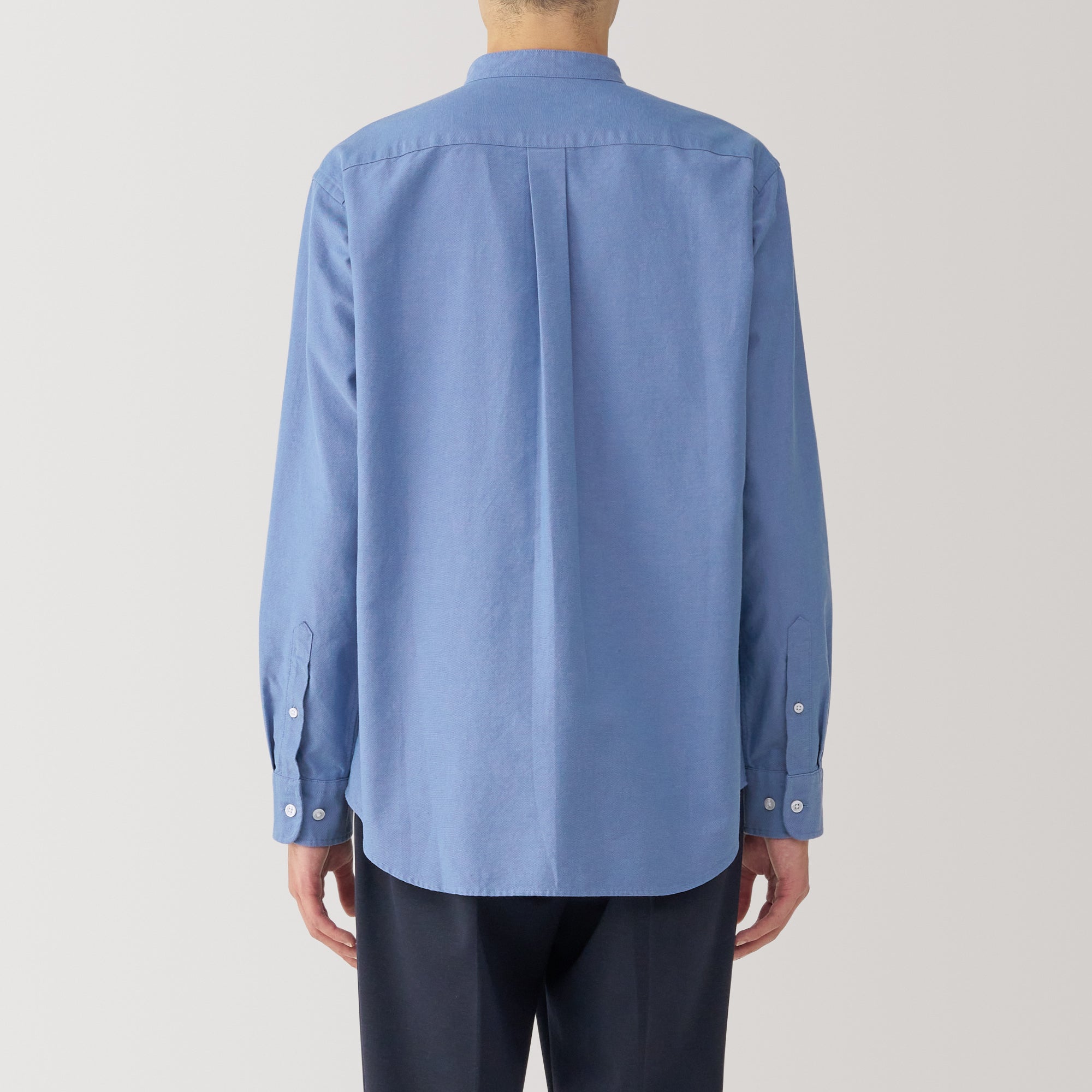 Men's Washed Oxford Stand Collar Long Sleeve Shirt