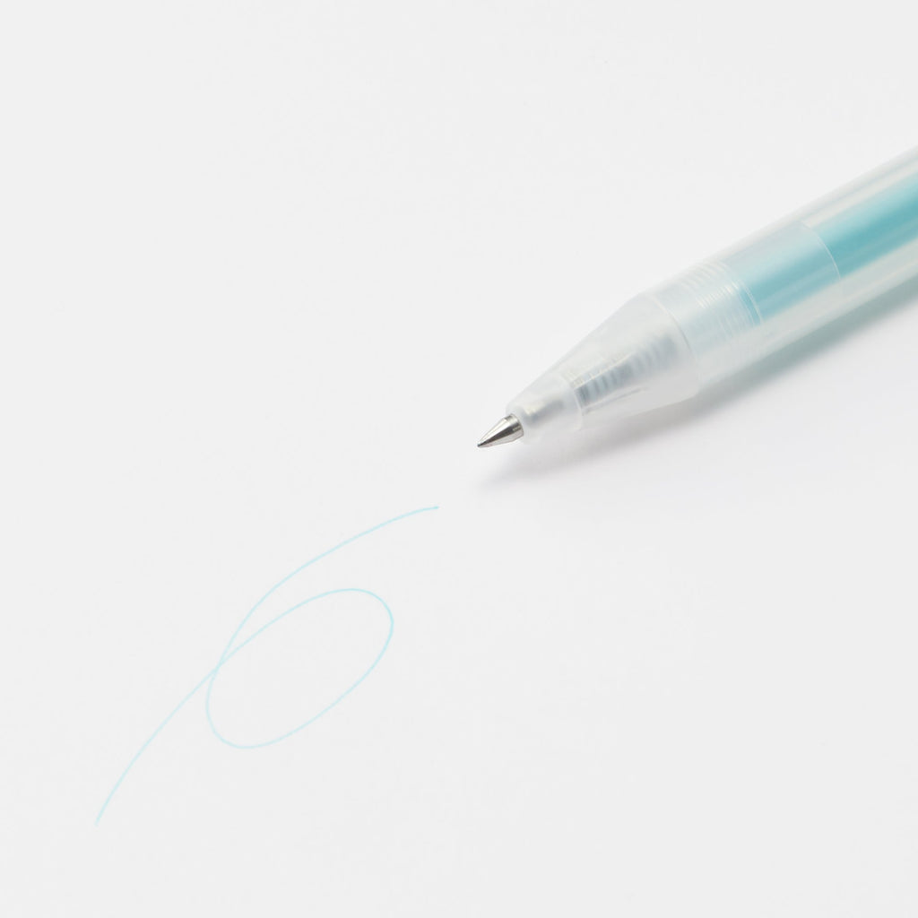 Smooth Gel Ink Ballpoint Knock Pen 0.3 mm - Cyan