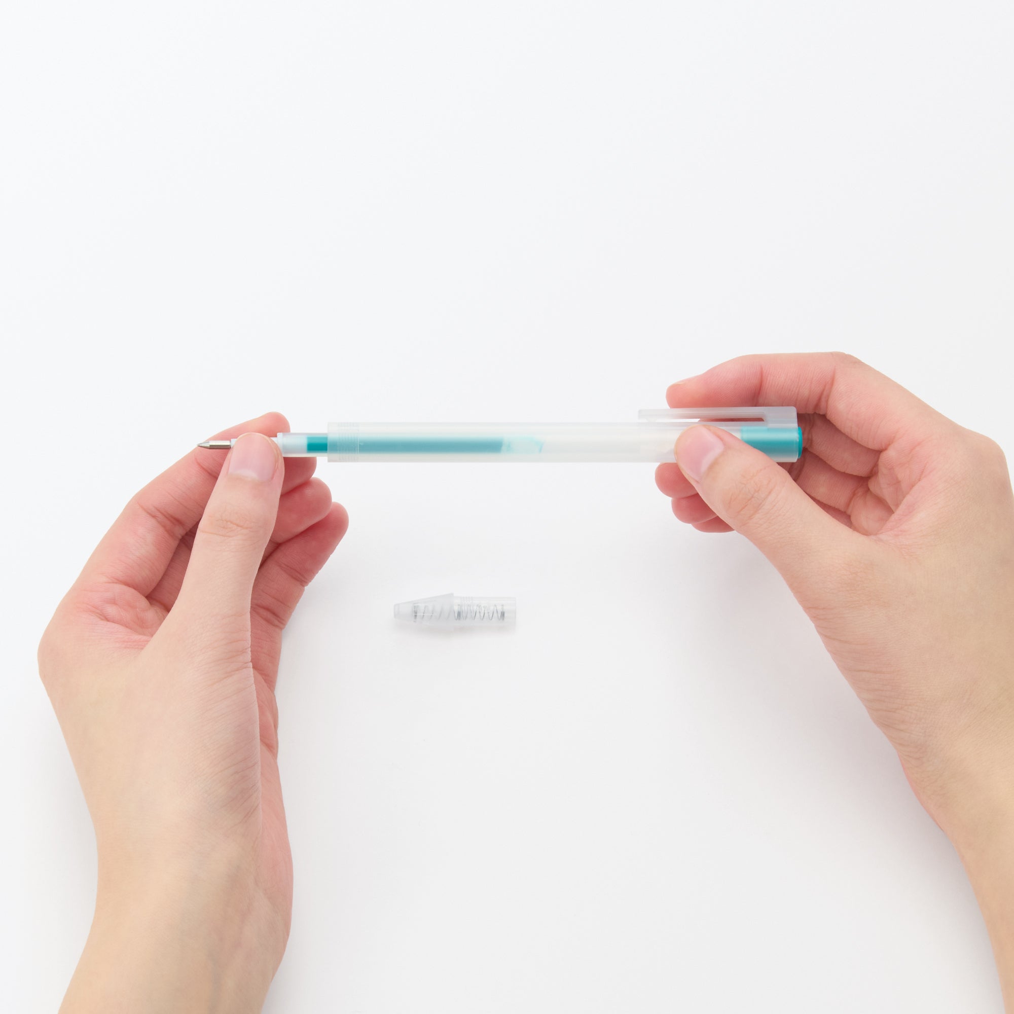 Smooth Gel Ink Ballpoint Knock Pen 0.3 mm - Cyan