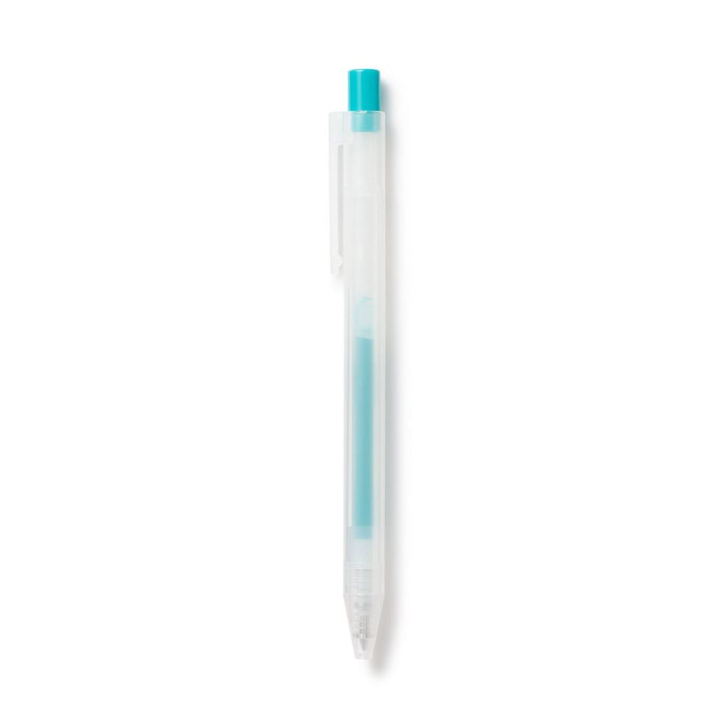 Smooth Gel Ink Ballpoint Knock Pen 0.3 mm - Cyan