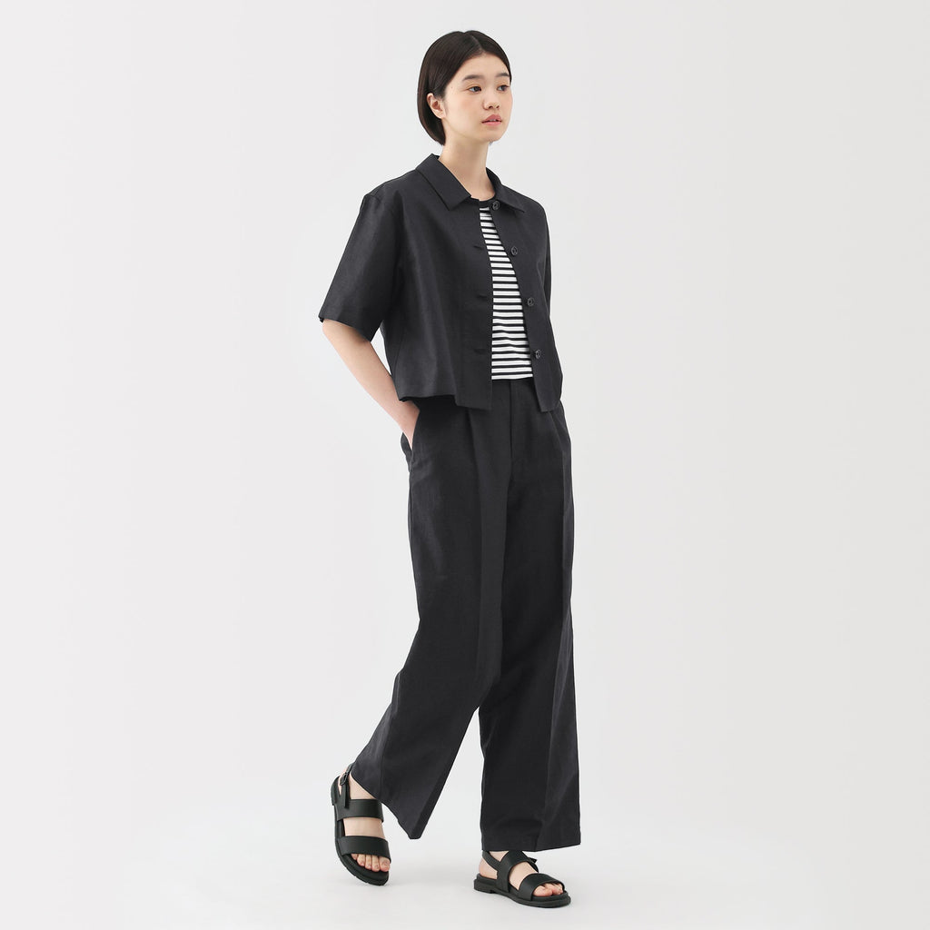 Women's Hemp Blend Twill Darted Wide Pants