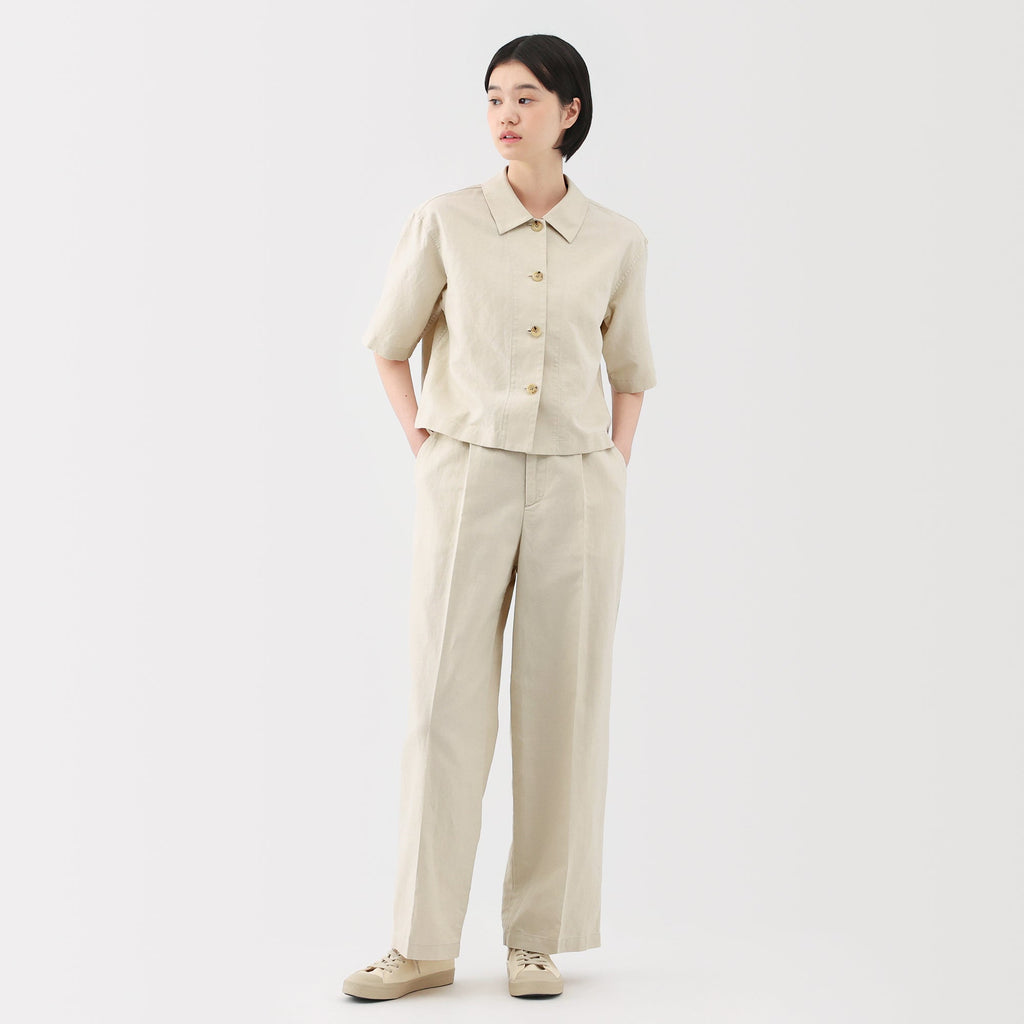 Women's Hemp Blend Twill Darted Wide Pants
