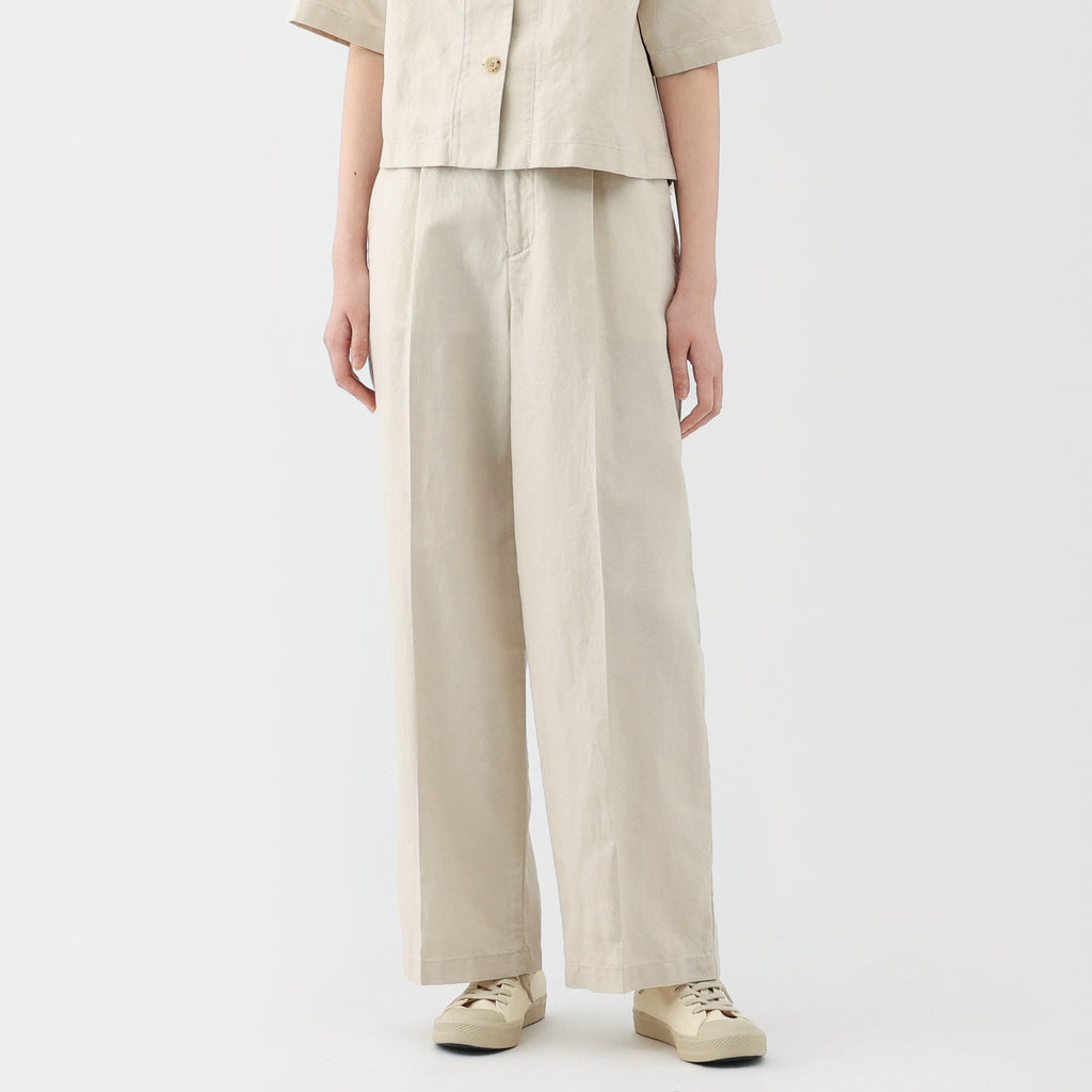 Women's Hemp Blend Twill Darted Wide Pants