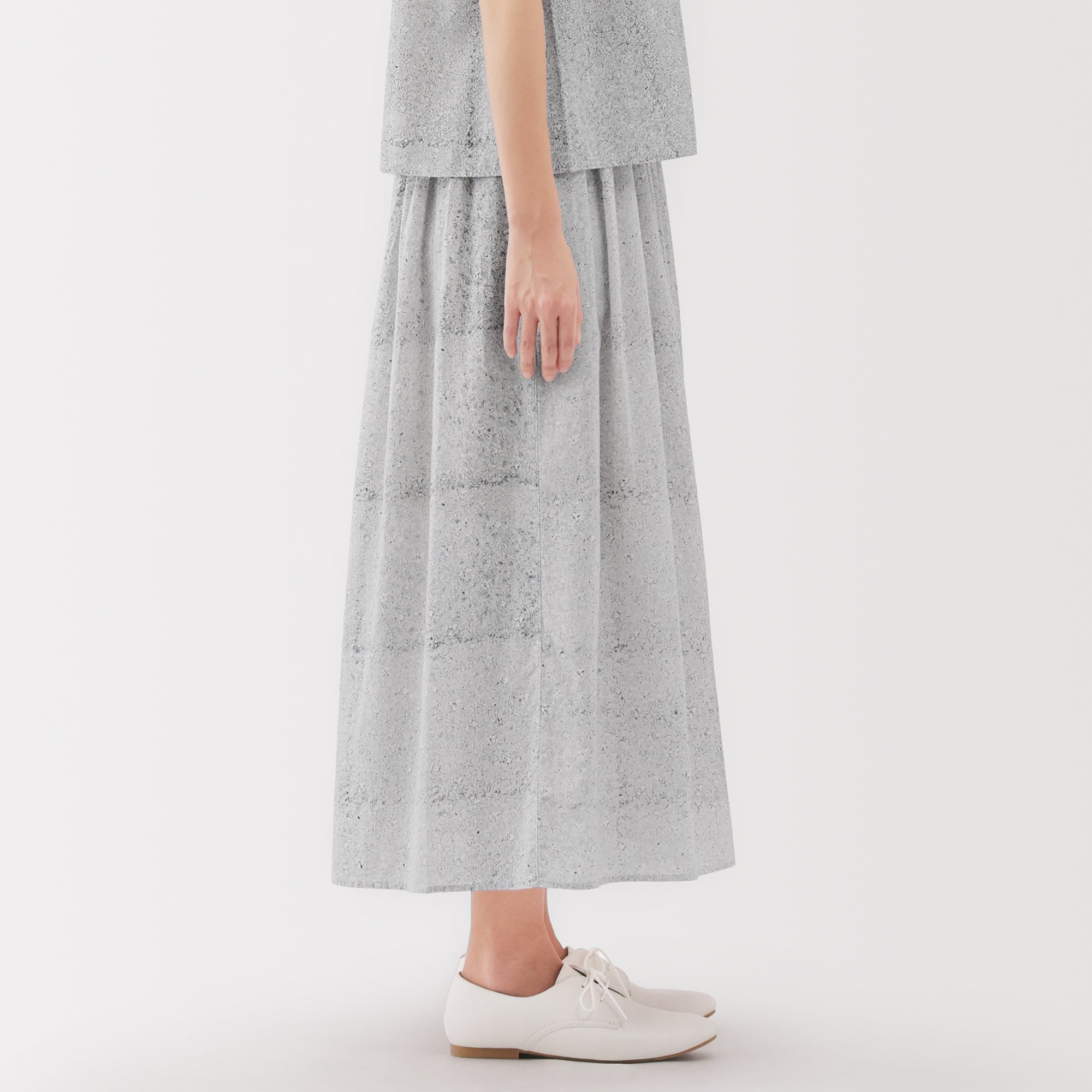 Women's Block Print Gather Maxi-Skirt