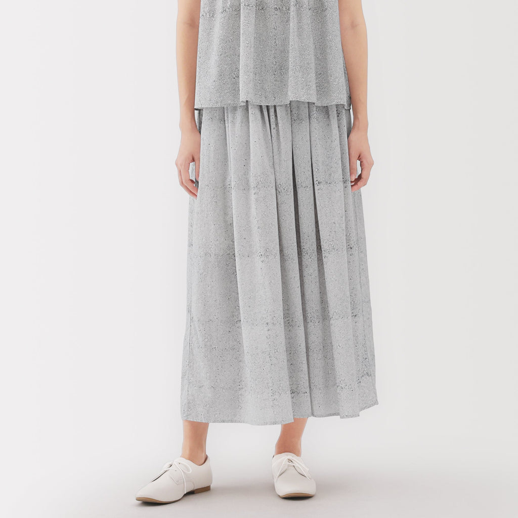 Women's Block Print Gather Maxi-Skirt