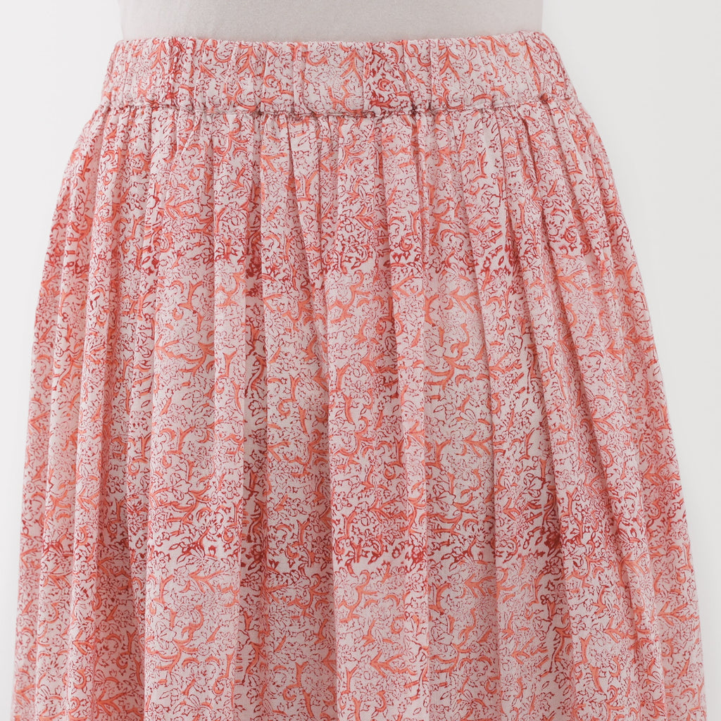 Women's Block Print Gather Maxi-Skirt