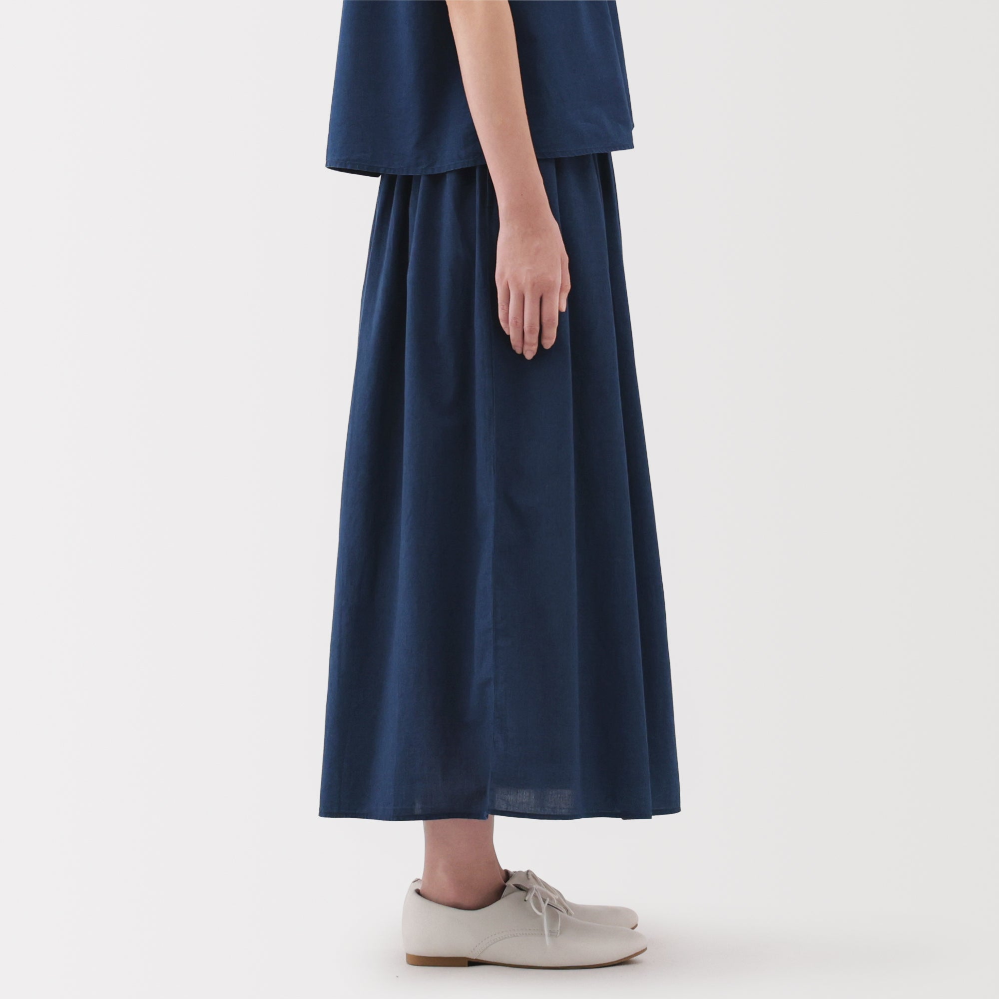 Cotton Voile Gather Maxi-Skirt