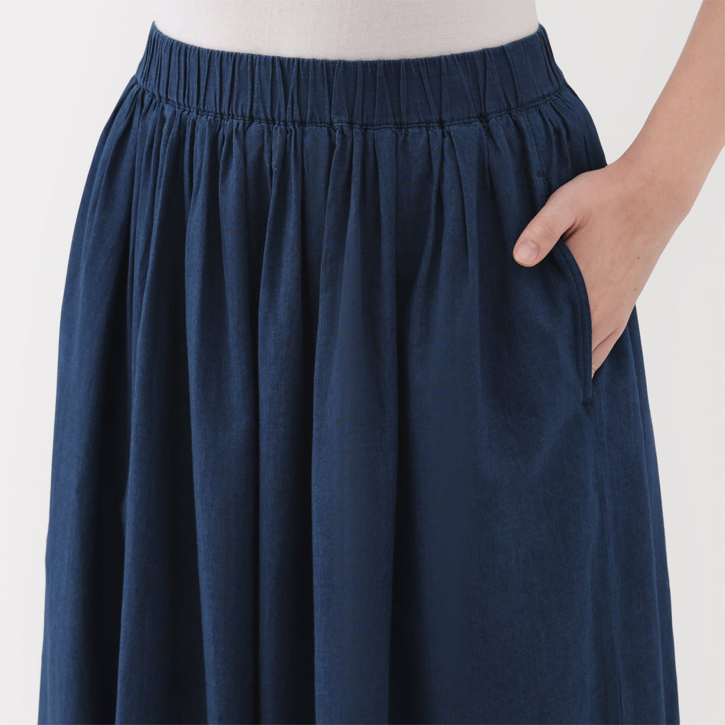 Cotton Voile Gather Maxi-Skirt