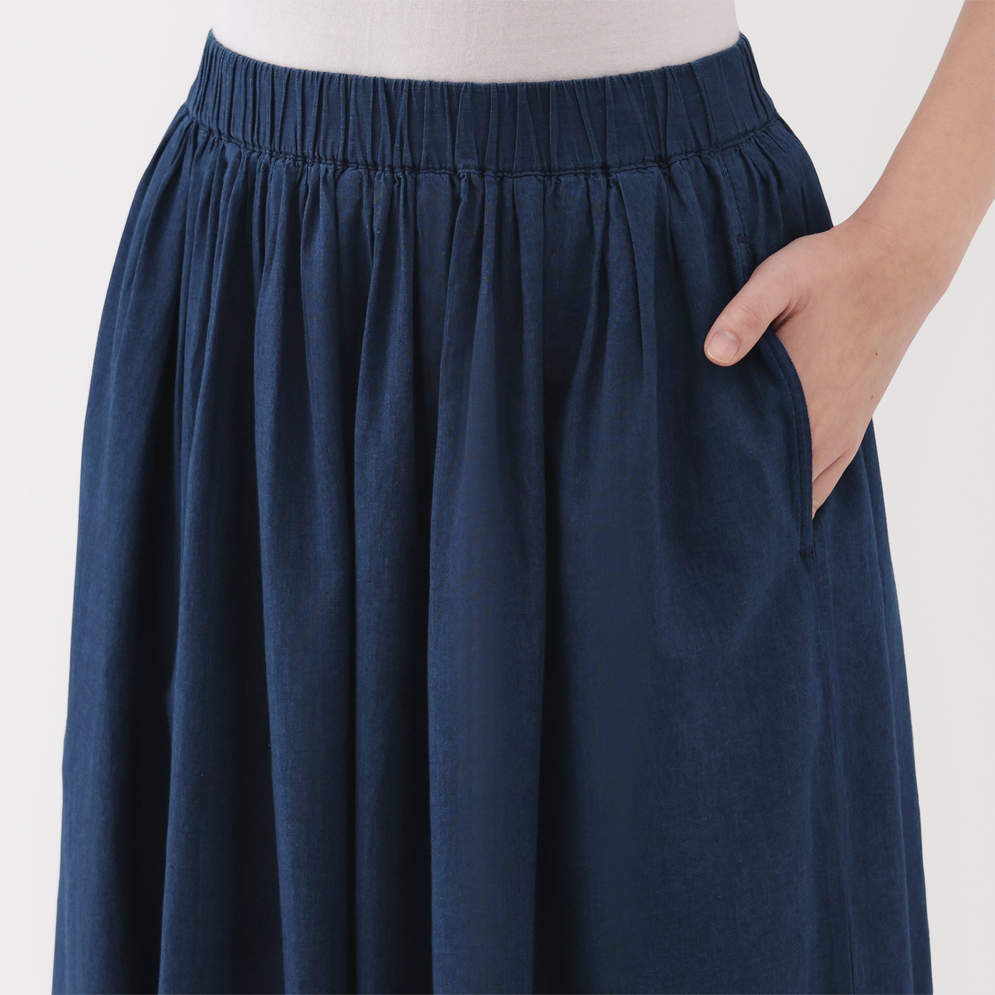 Cotton Voile Gather Maxi-Skirt