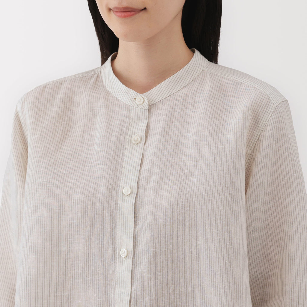 Women's Linen 3/4 Sleeve Striped Blouse