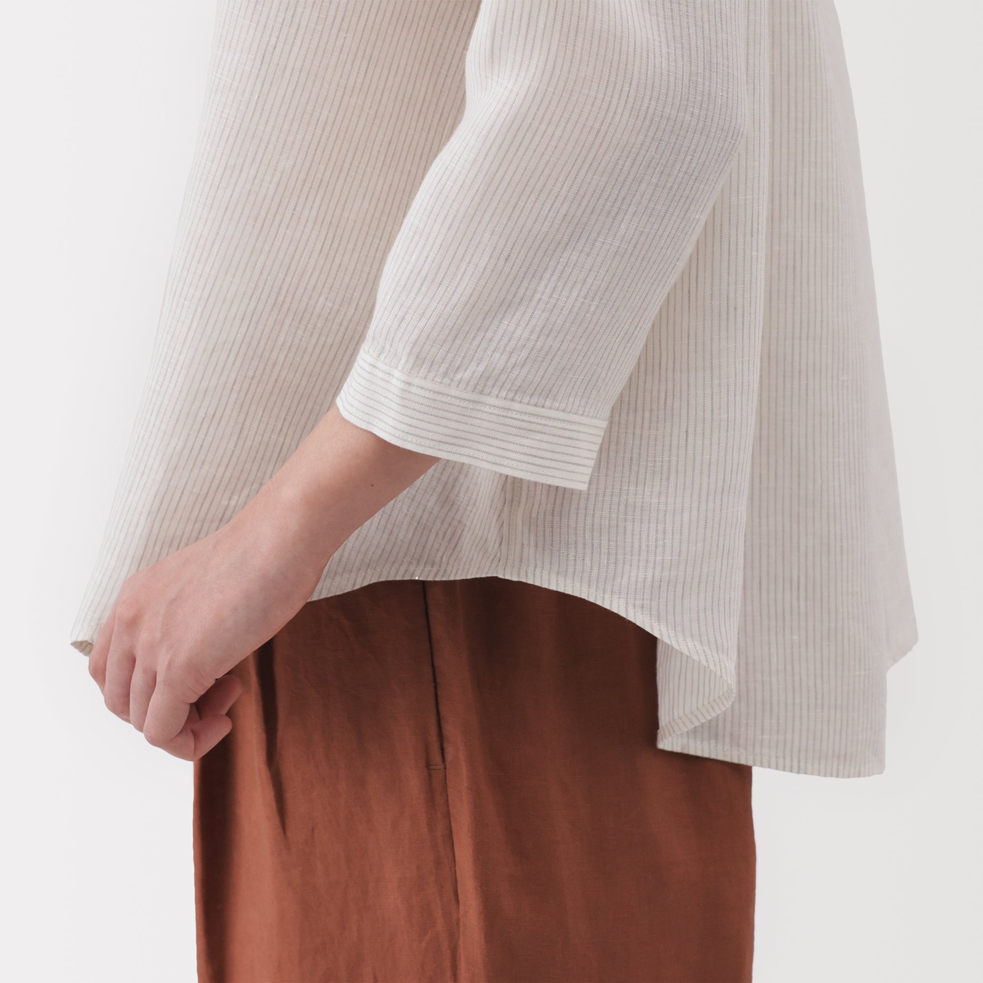 Women's Linen 3/4 Sleeve Striped Blouse