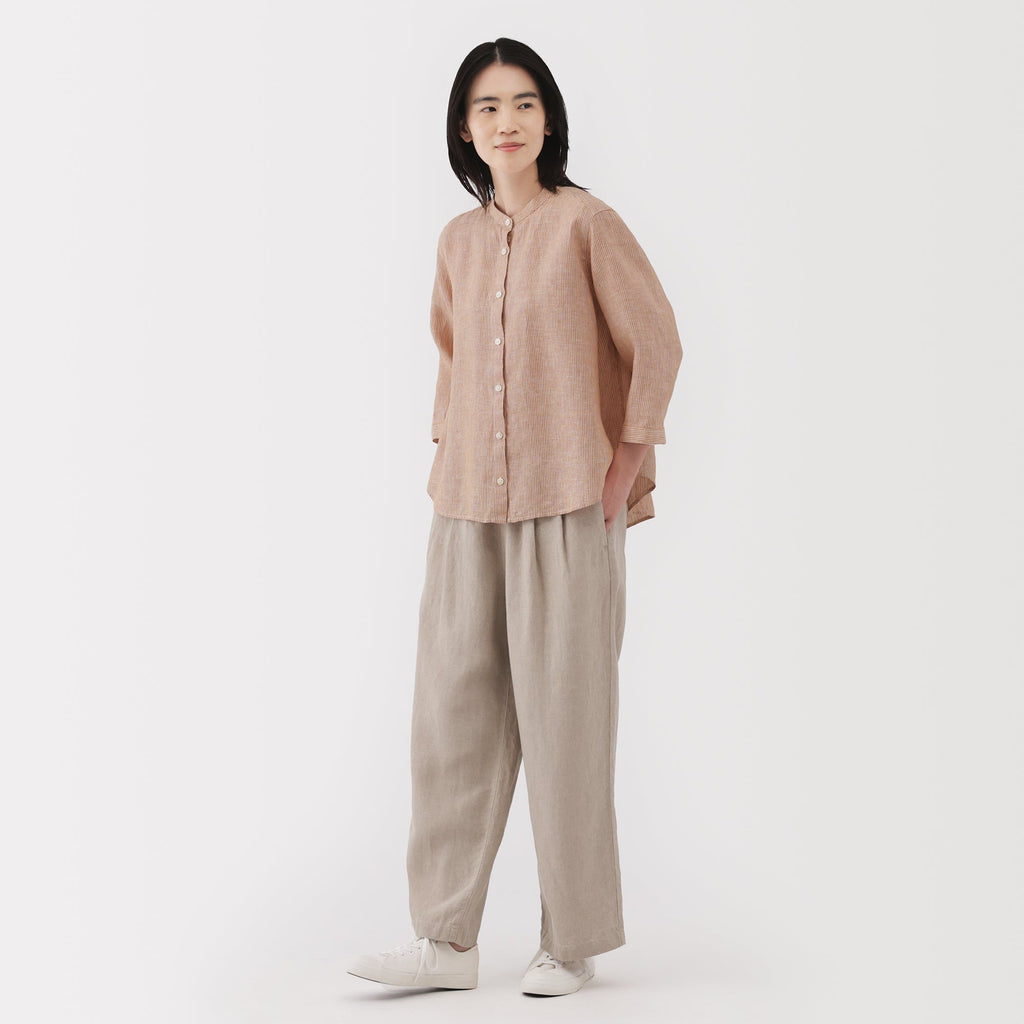 Women's Linen 3/4 Sleeve Striped Blouse