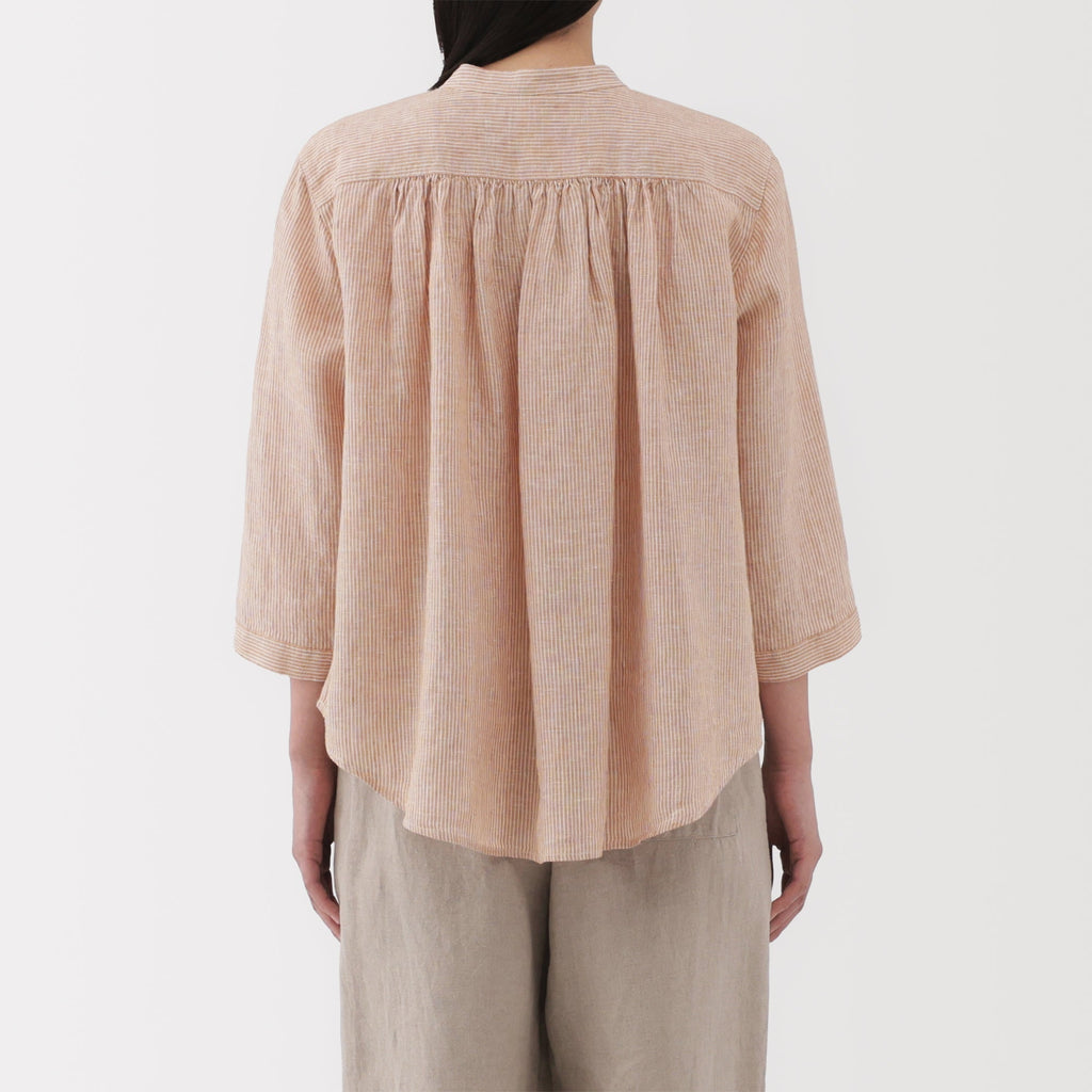 Women's Linen 3/4 Sleeve Striped Blouse
