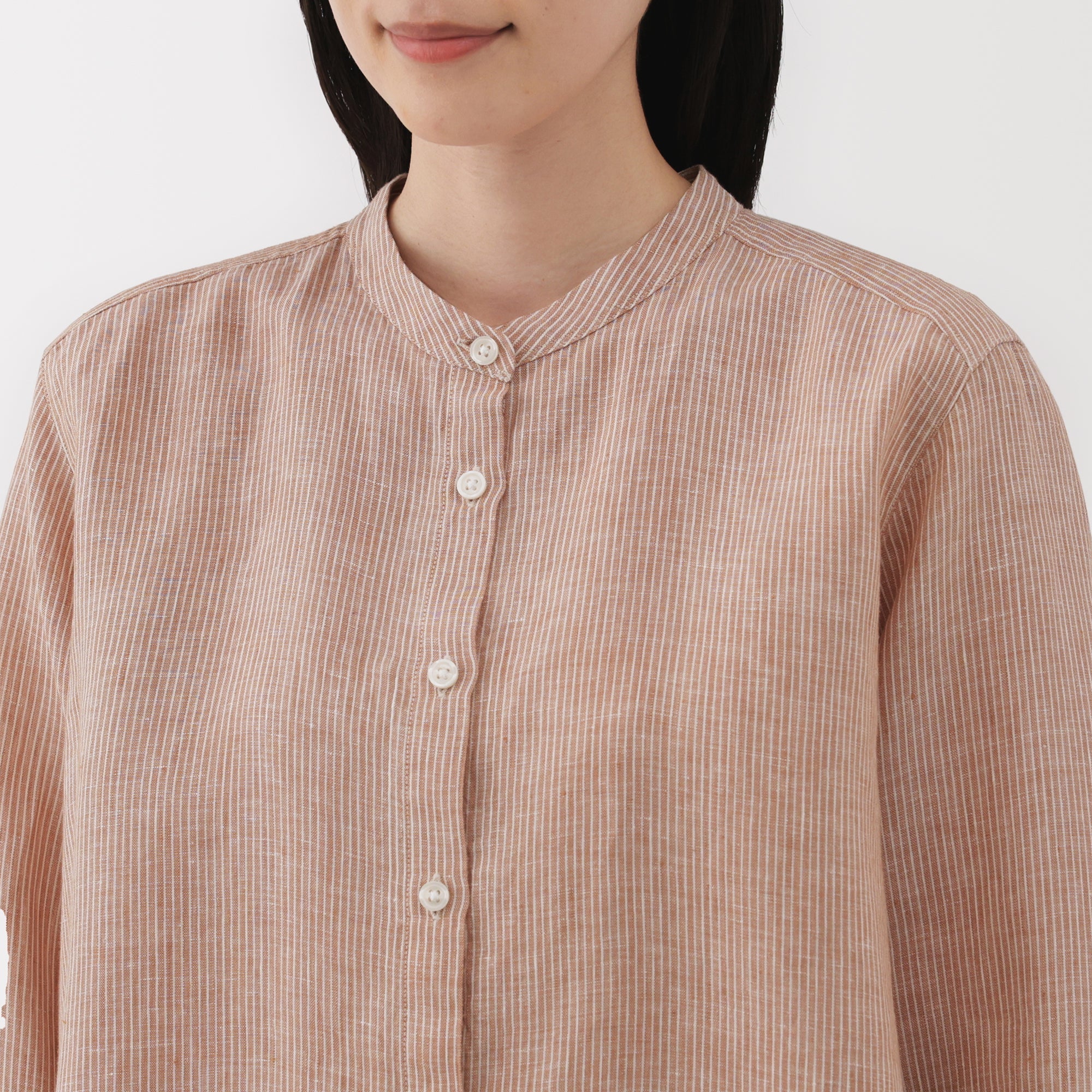 Women's Linen 3/4 Sleeve Striped Blouse