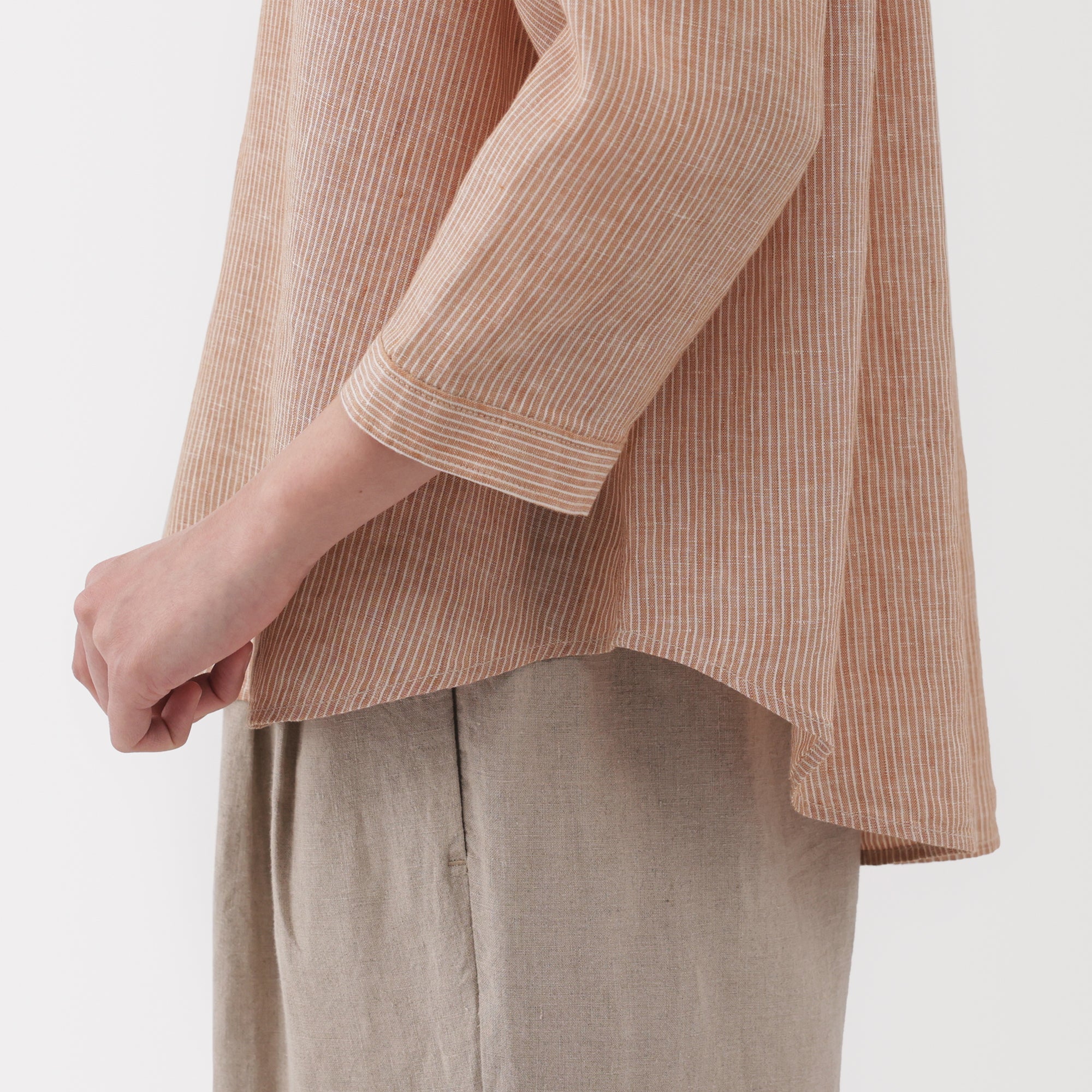 Women's Linen 3/4 Sleeve Striped Blouse