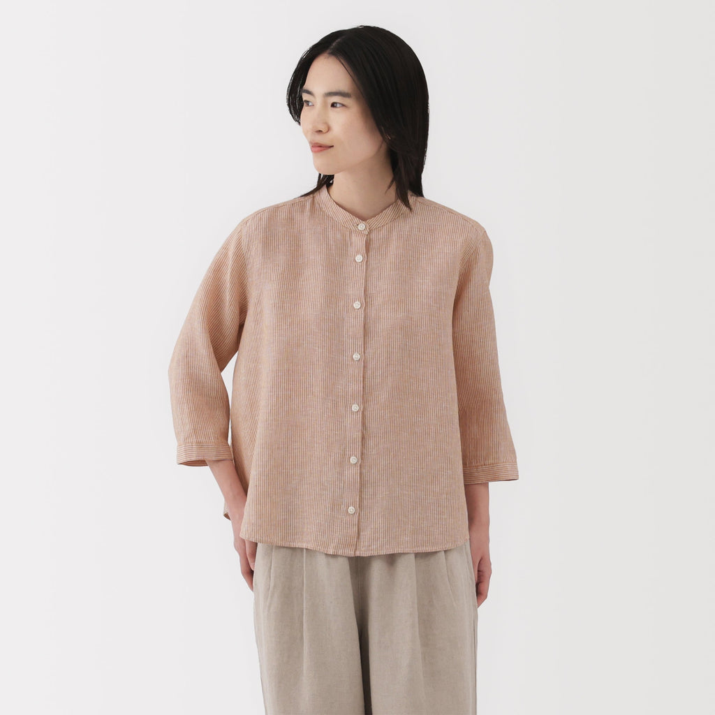 Women's Linen 3/4 Sleeve Striped Blouse