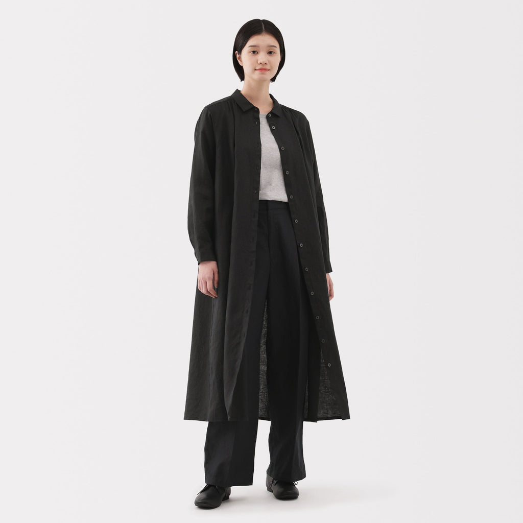 Women's Washed Linen Shirt Dress