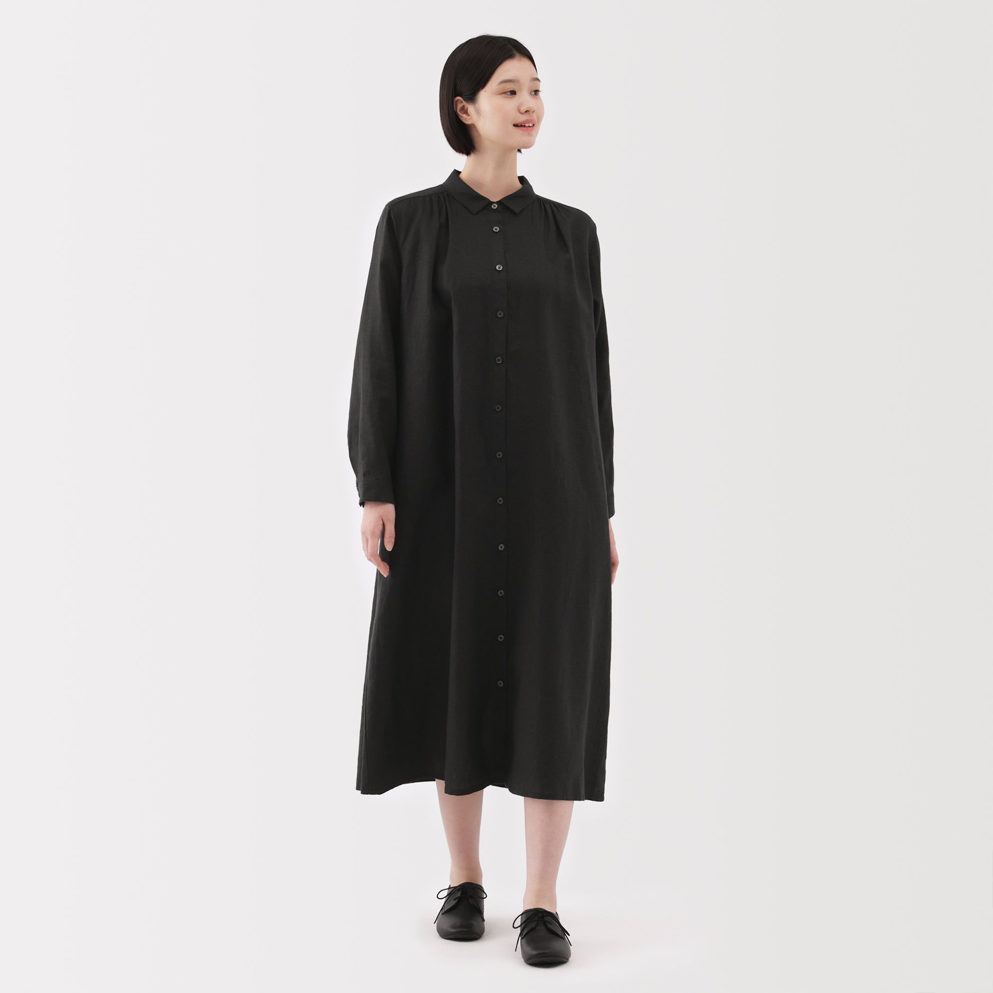 Women's Washed Linen Shirt Dress
