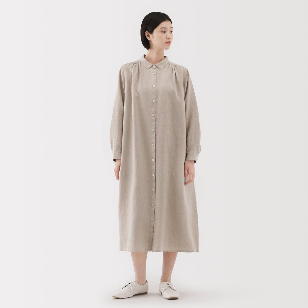 Women's Washed Linen Shirt Dress