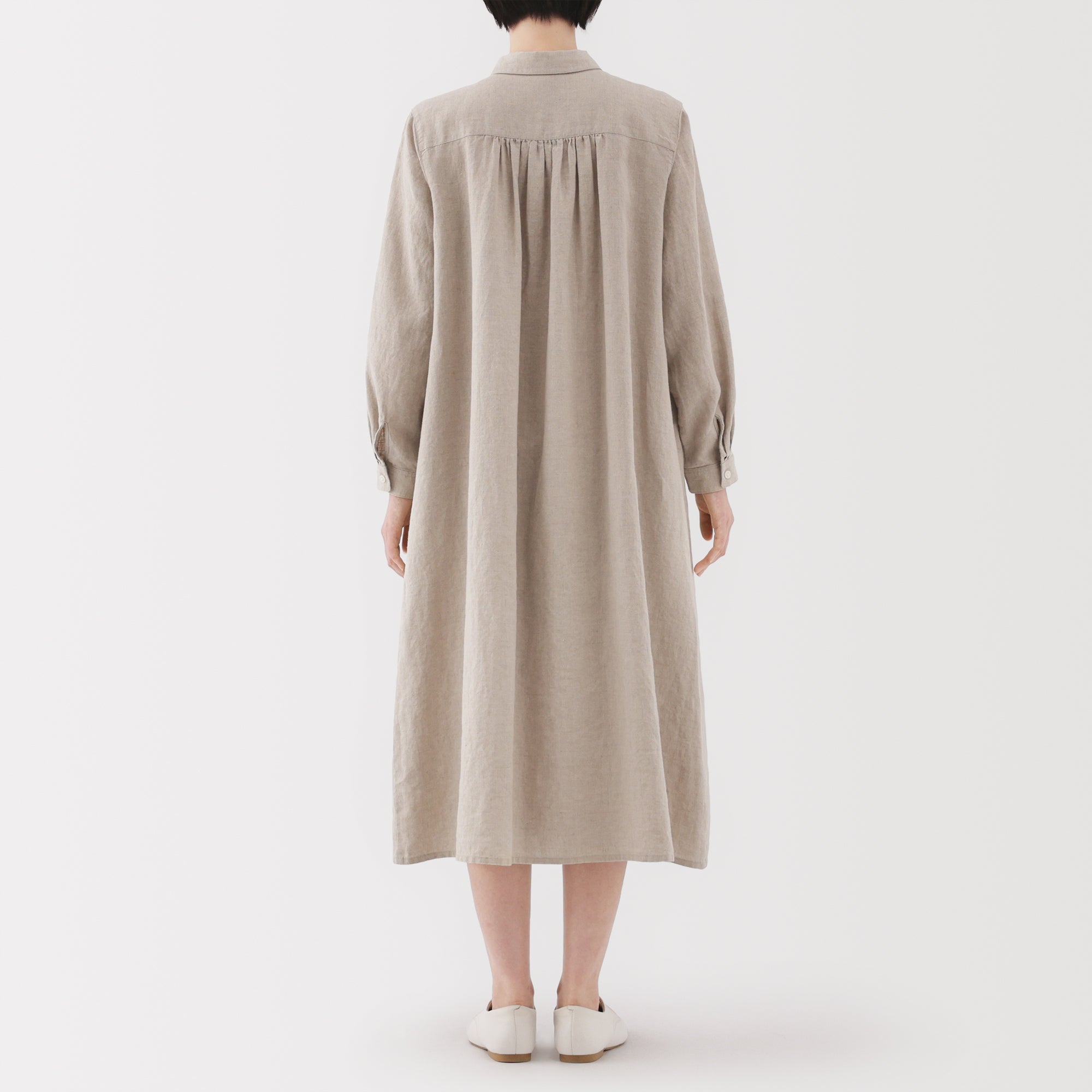 Women's Washed Linen Shirt Dress