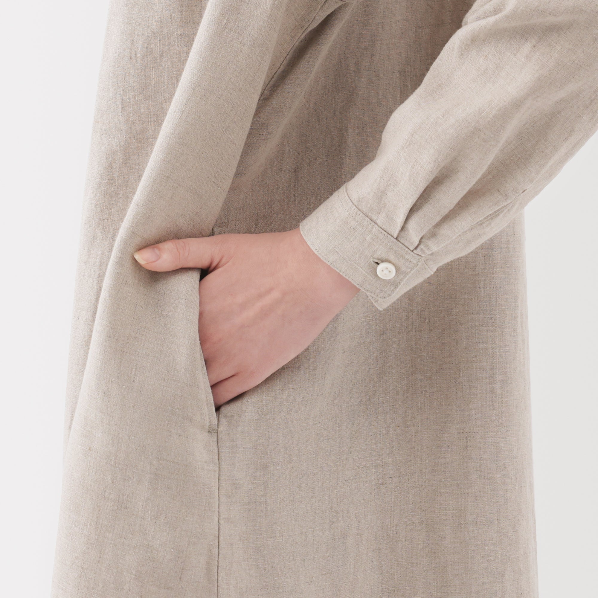 Women's Washed Linen Shirt Dress
