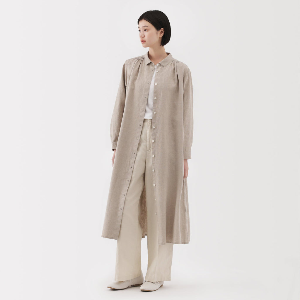 Women's Washed Linen Shirt Dress
