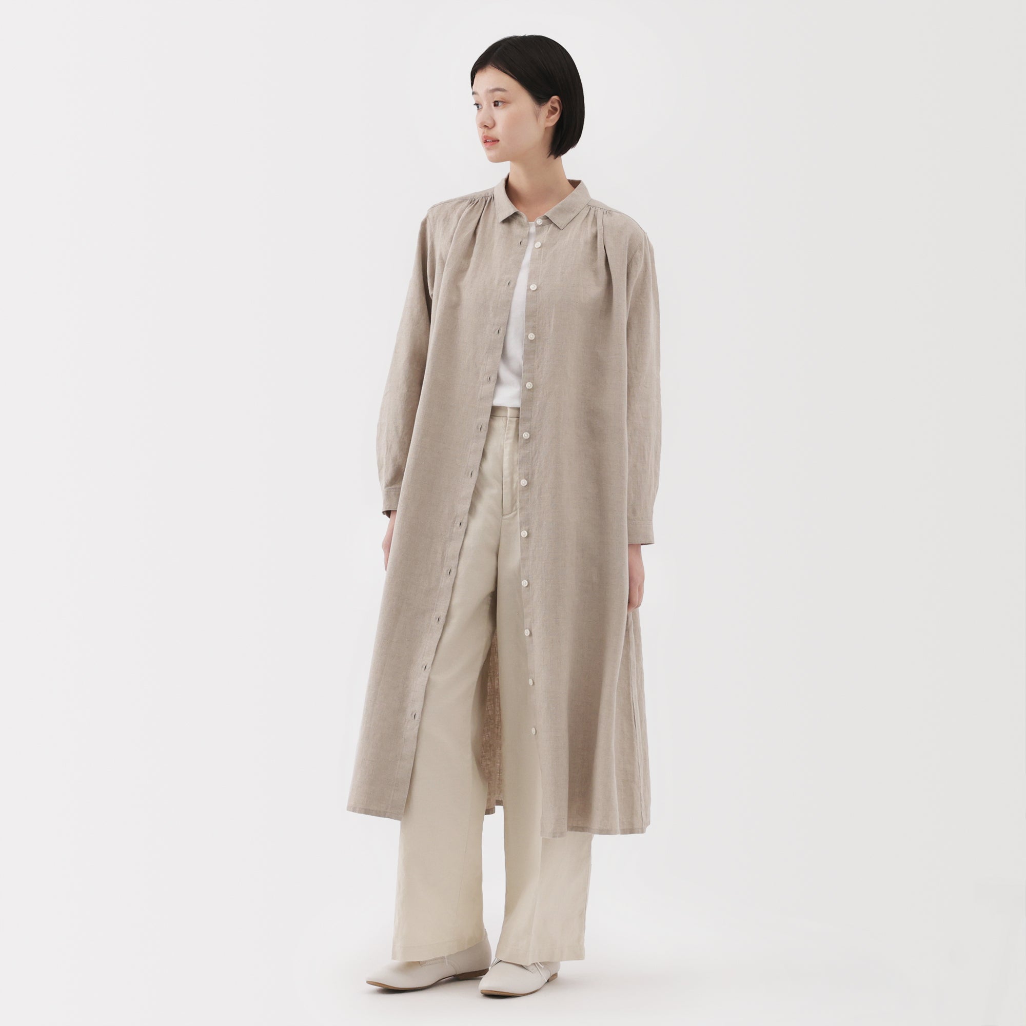 Women's Washed Linen Shirt Dress