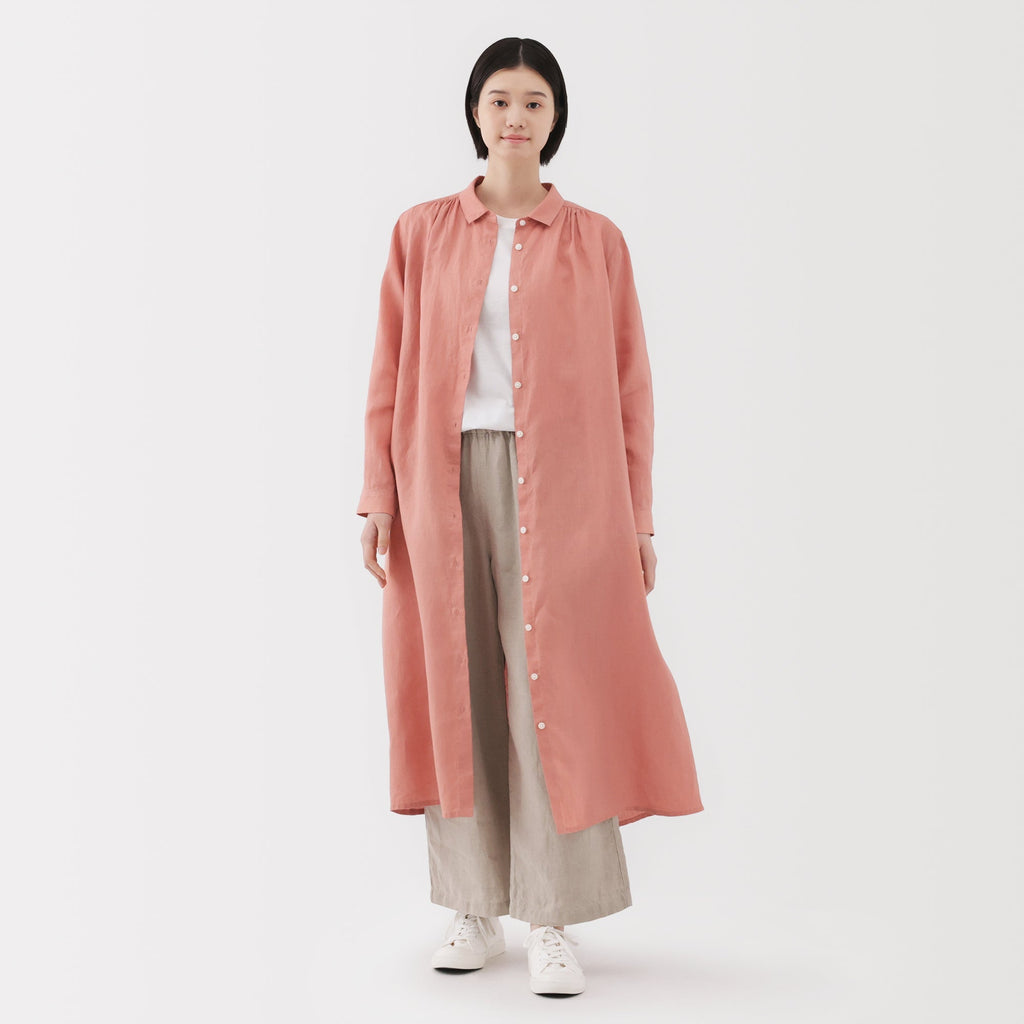 Women's Washed Linen Shirt Dress