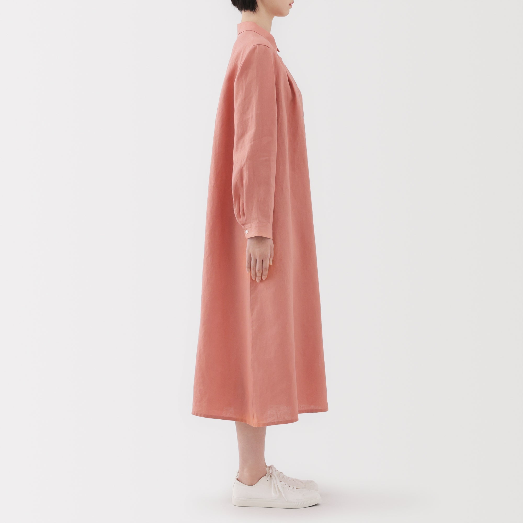 Women's Washed Linen Shirt Dress