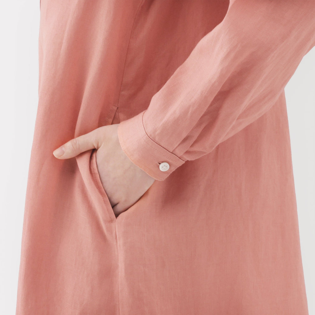 Women's Washed Linen Shirt Dress