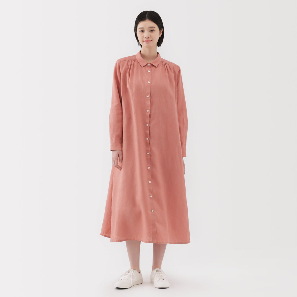 Women's Washed Linen Shirt Dress