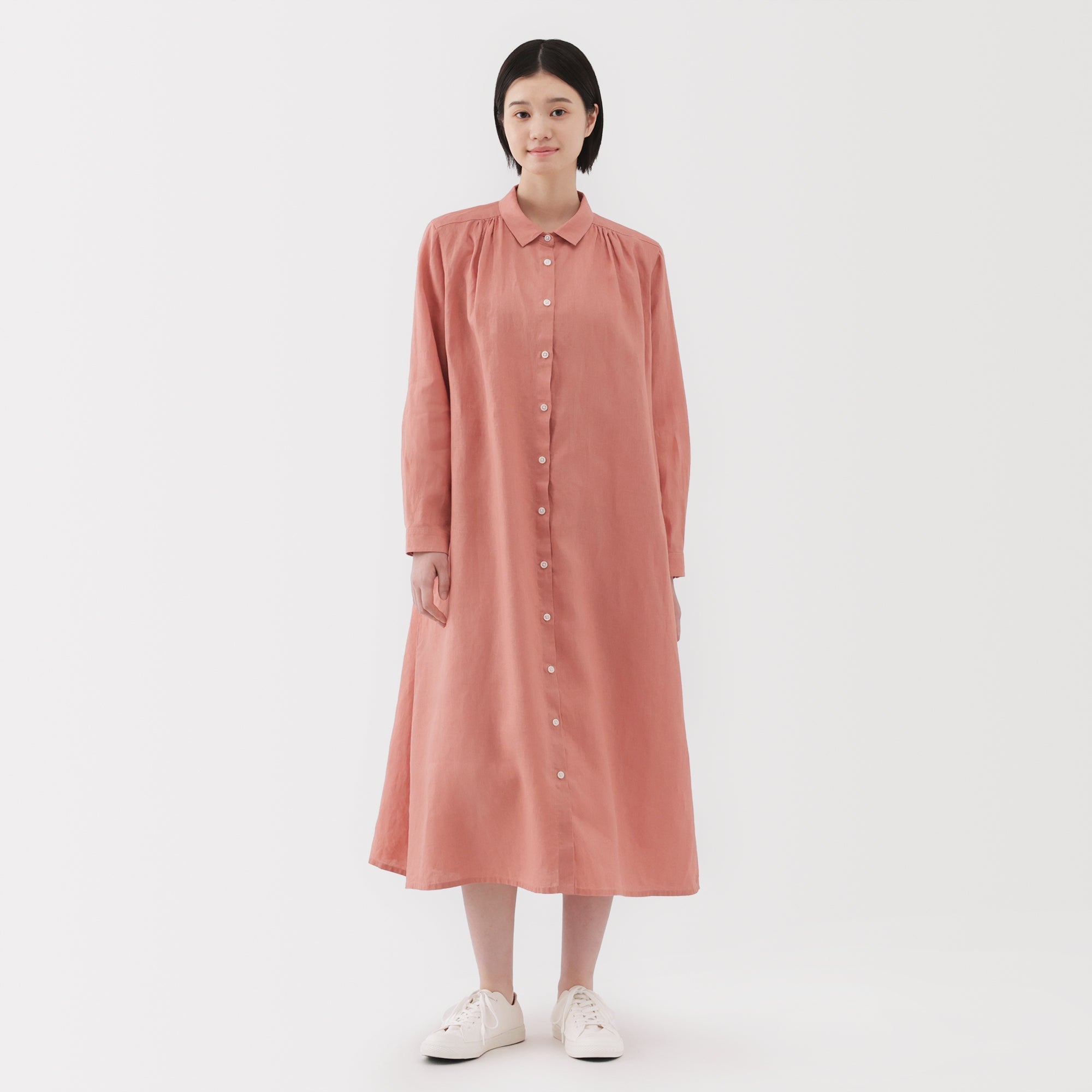 Women's Washed Linen Shirt Dress