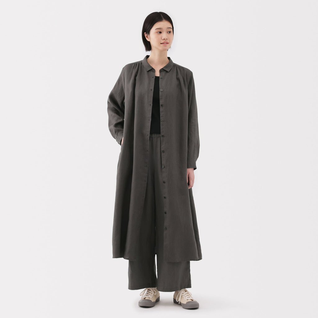 Women's Washed Linen Shirt Dress