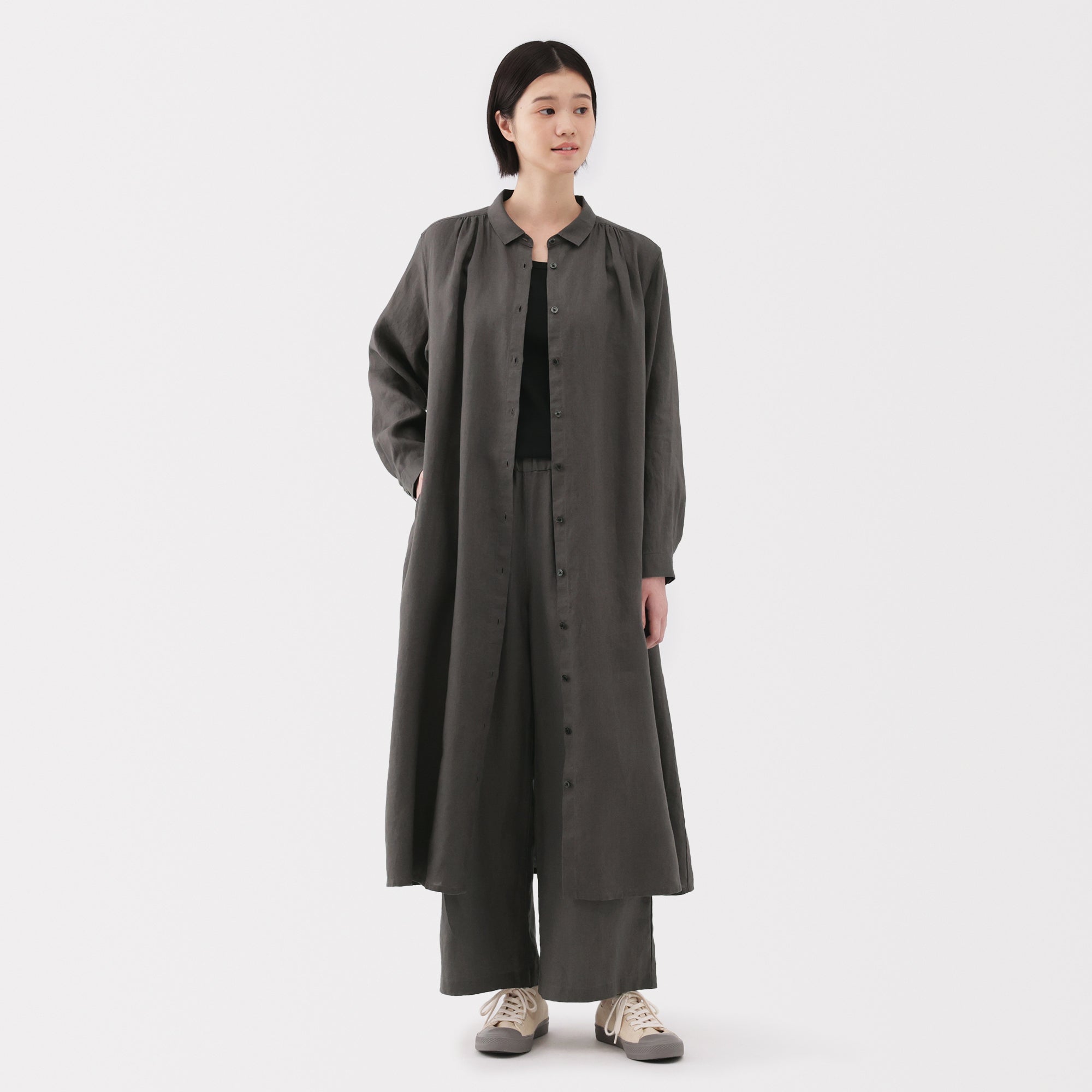 Women's Washed Linen Shirt Dress