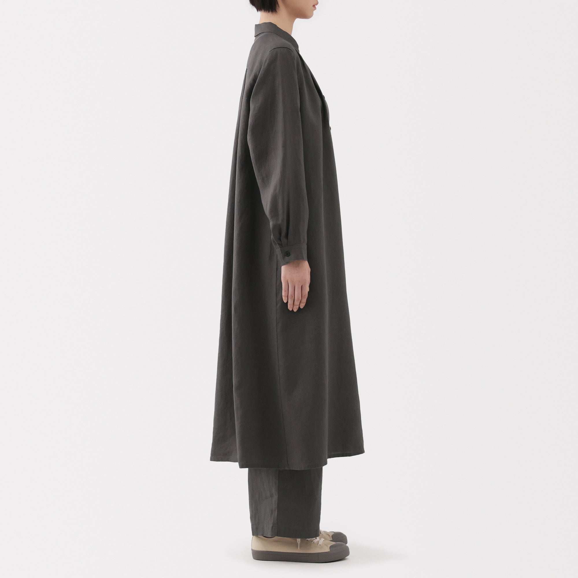 Women's Washed Linen Shirt Dress